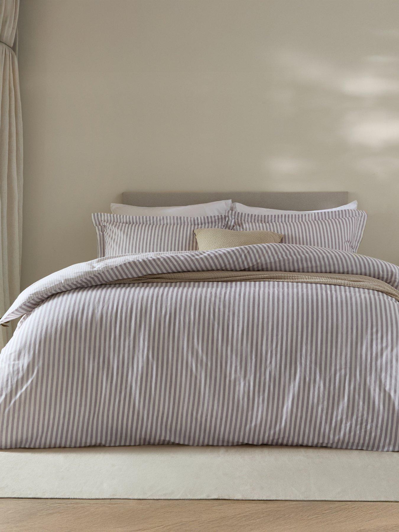 Yard Hebden Stripe 100% Cotton Duvet Set Honey Mauve