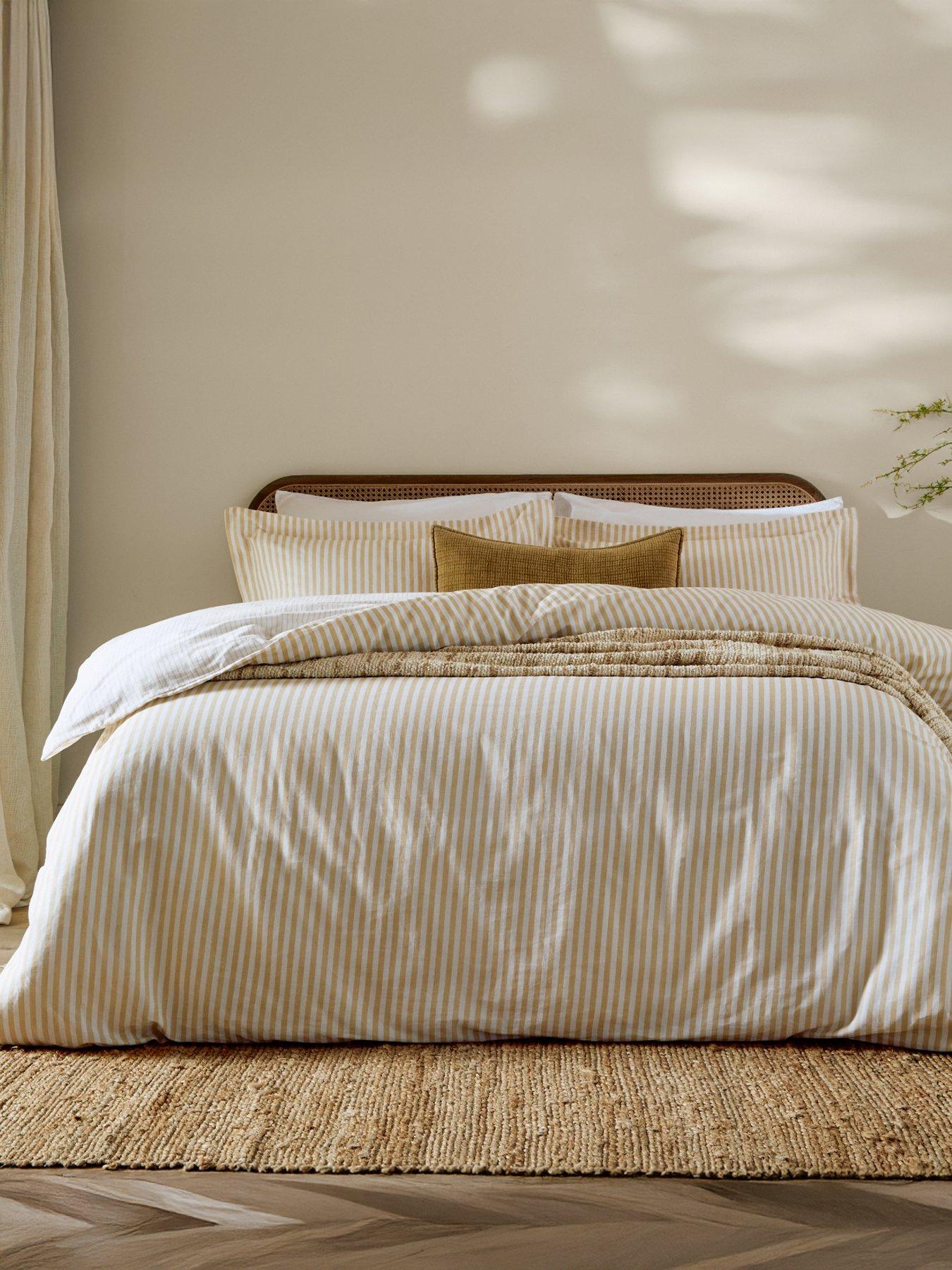 Yard Hebden Stripe 100% Cotton Duvet Set Honey Yellow