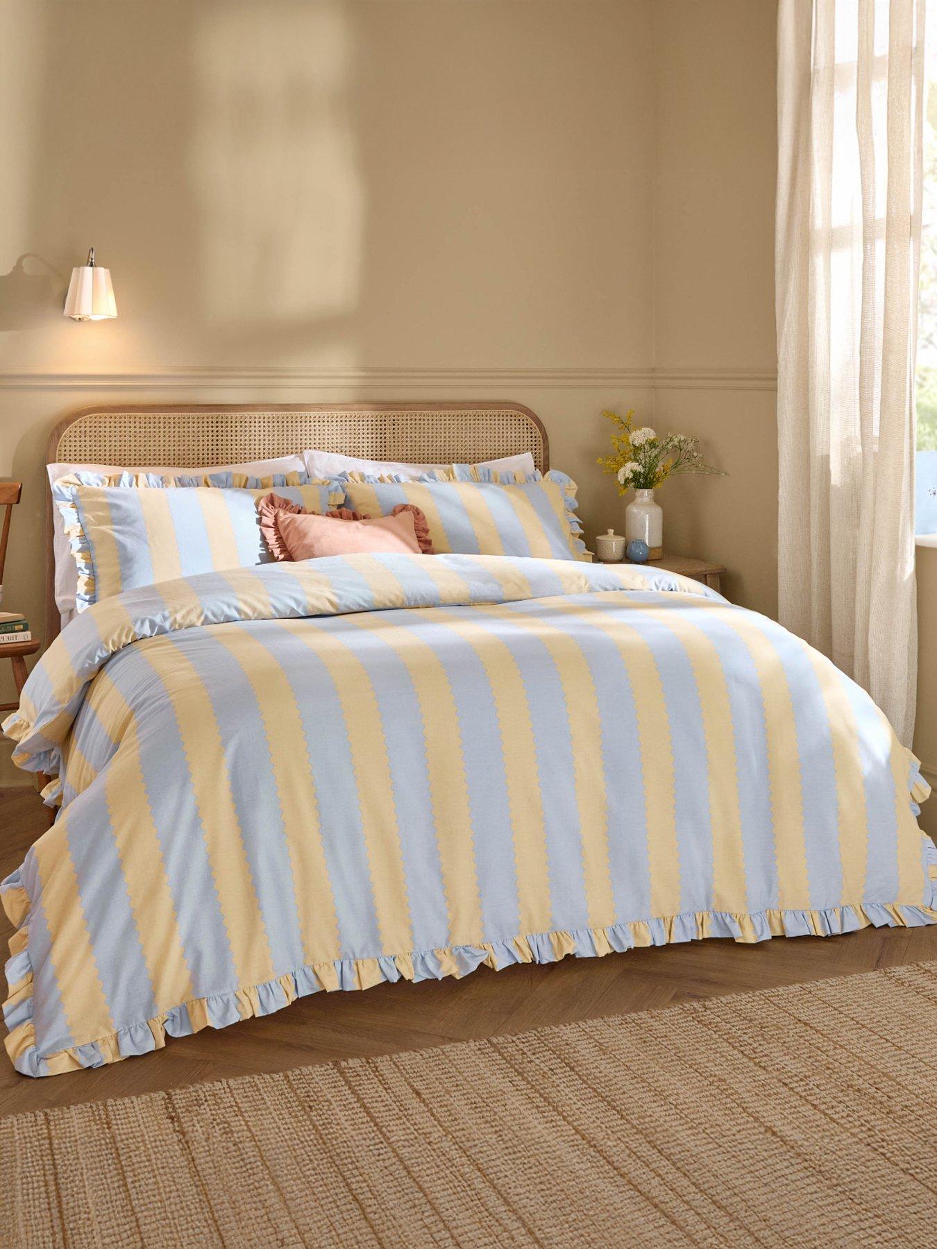 Wylder Birdie Stripe Duvet Set Lemon/sky