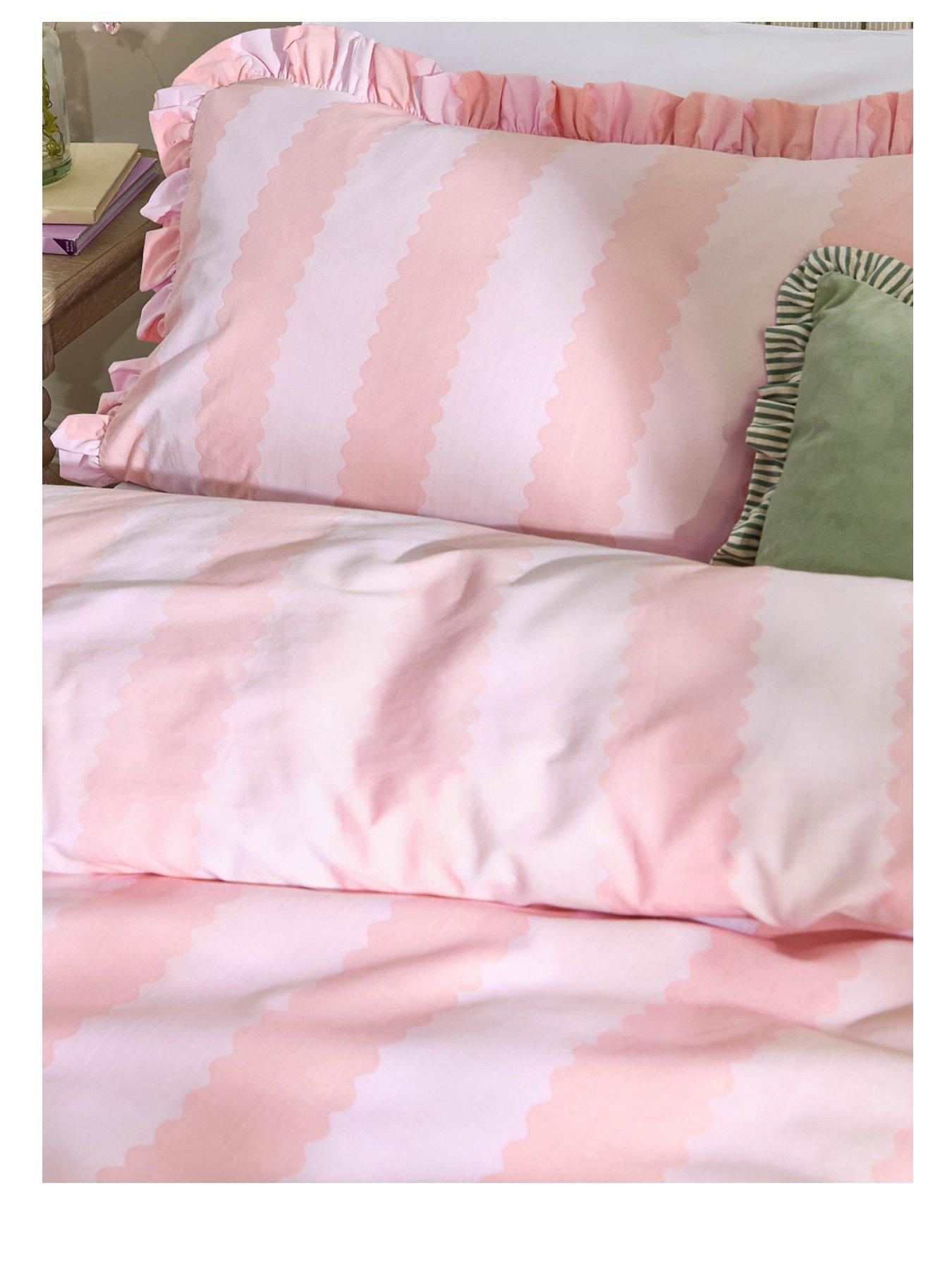 Image 2 of 4 of Wylder Birdie Stripe Pillowcase Pairs Pink/Raspberry