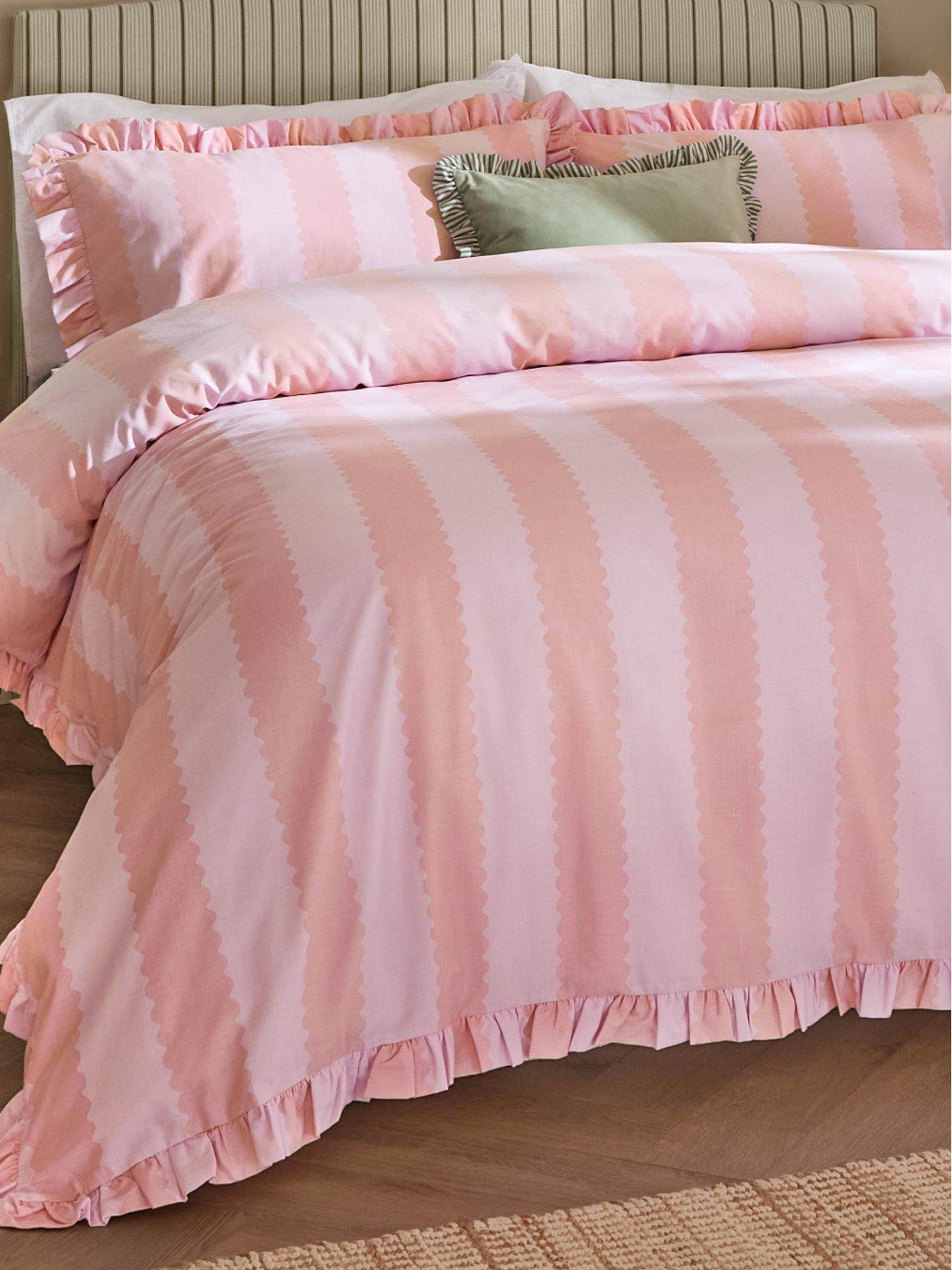 Image 3 of 4 of Wylder Birdie Stripe Pillowcase Pairs Pink/Raspberry