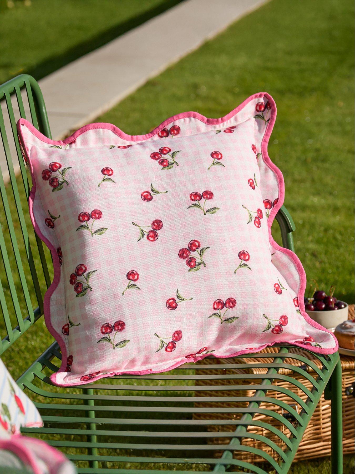 Furn Fruits Cherries 45x45 Outdoor Polyester Cushion Pink
