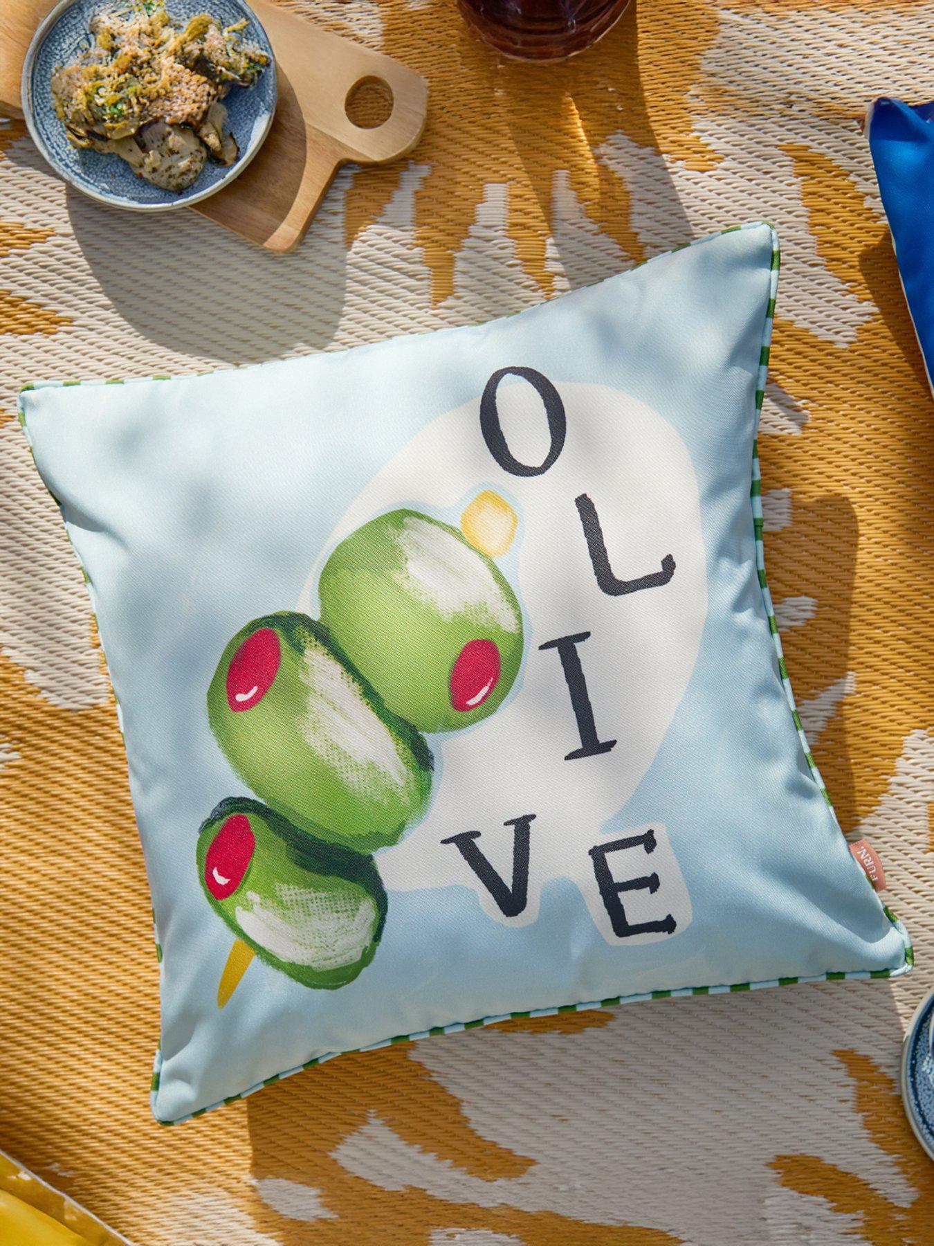 Furn Mediterranean Olive 45X45 Outdoor Polyester Cushion Olive/Blue