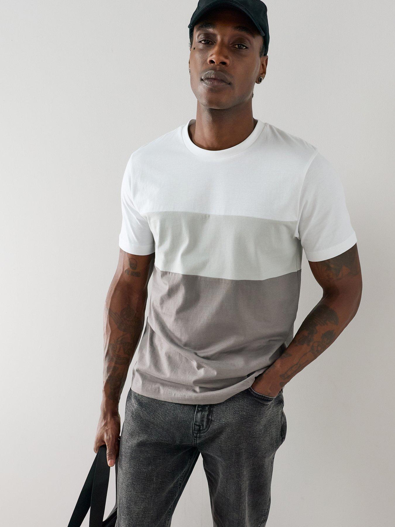 The Very Collection Cut And Sew T-Shirt - White/Grey