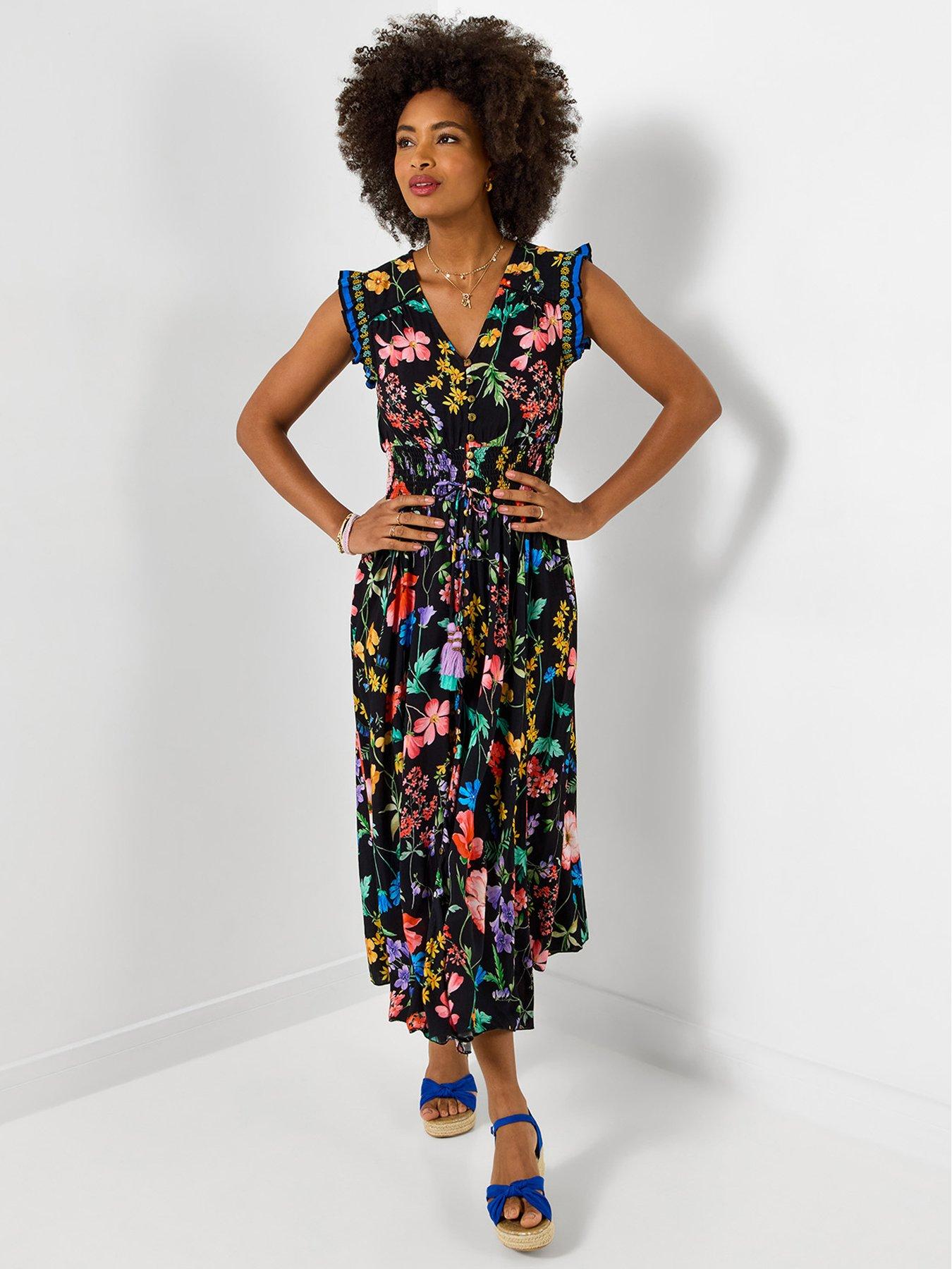Joe Browns Ophelia Floral Midi Dress - Black