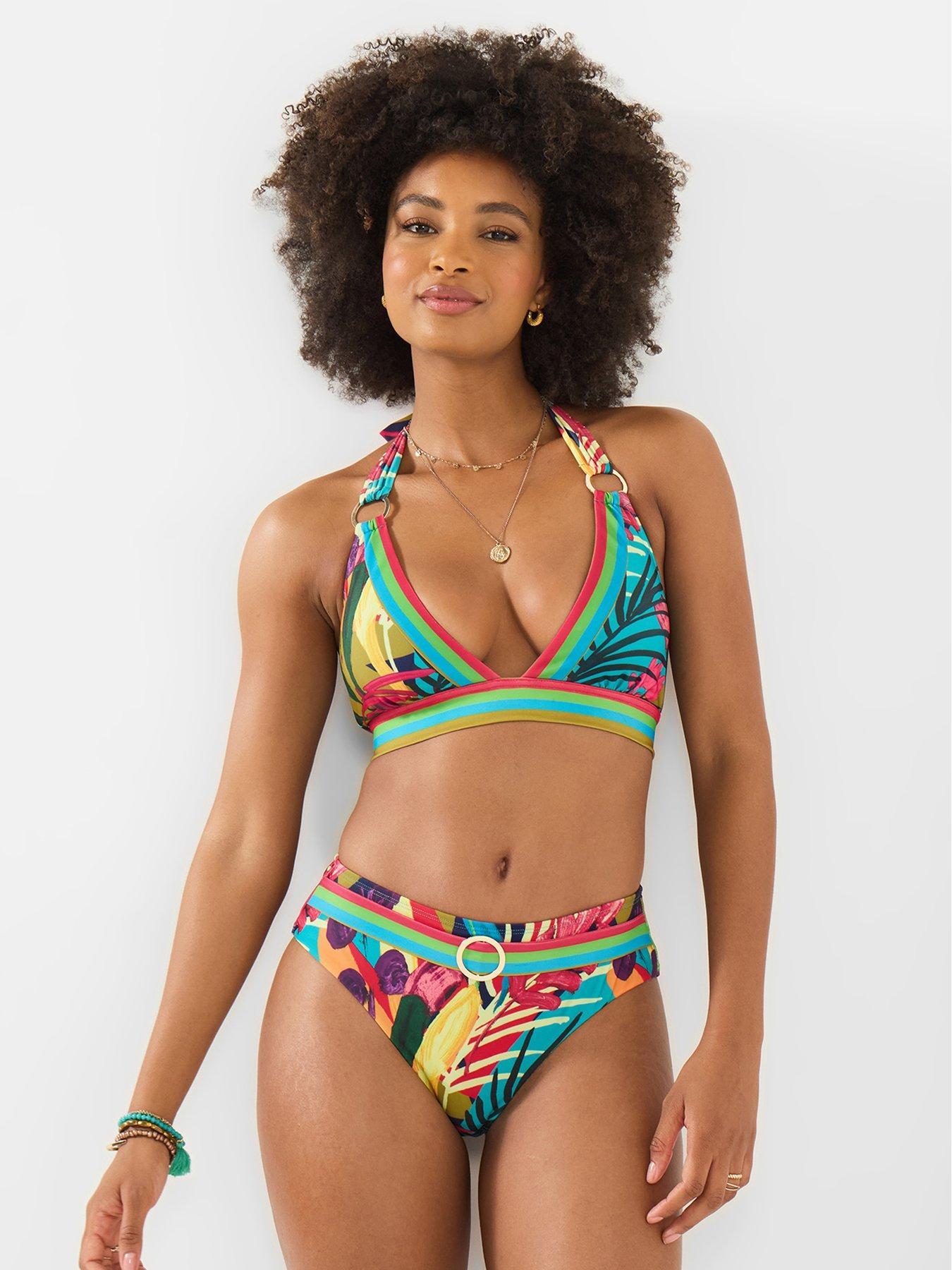Joe Browns Tropical Regular Halterneck Bikini Top - Green