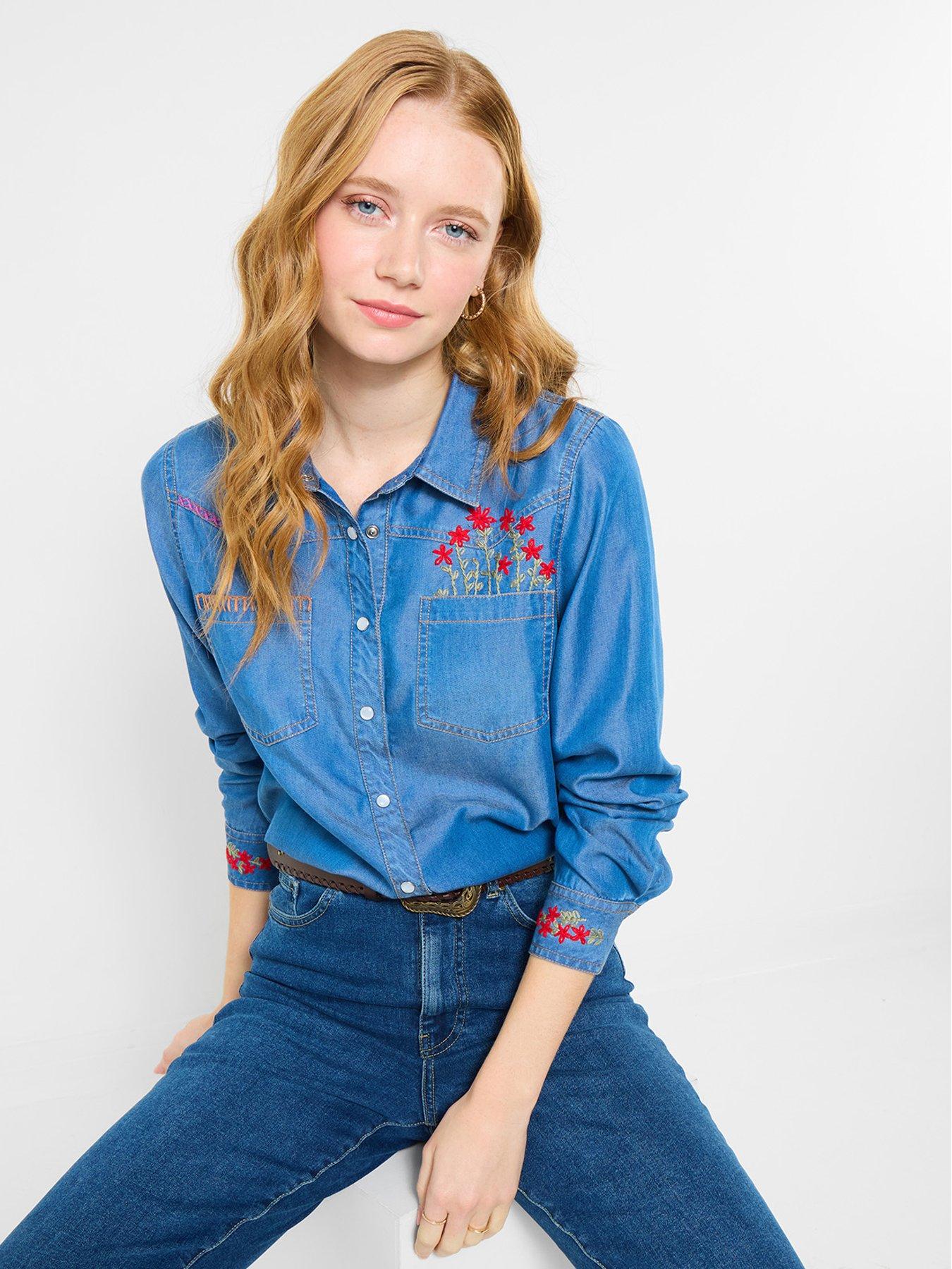 Joe Browns Katie Embroidered Denim Shirt - Blue