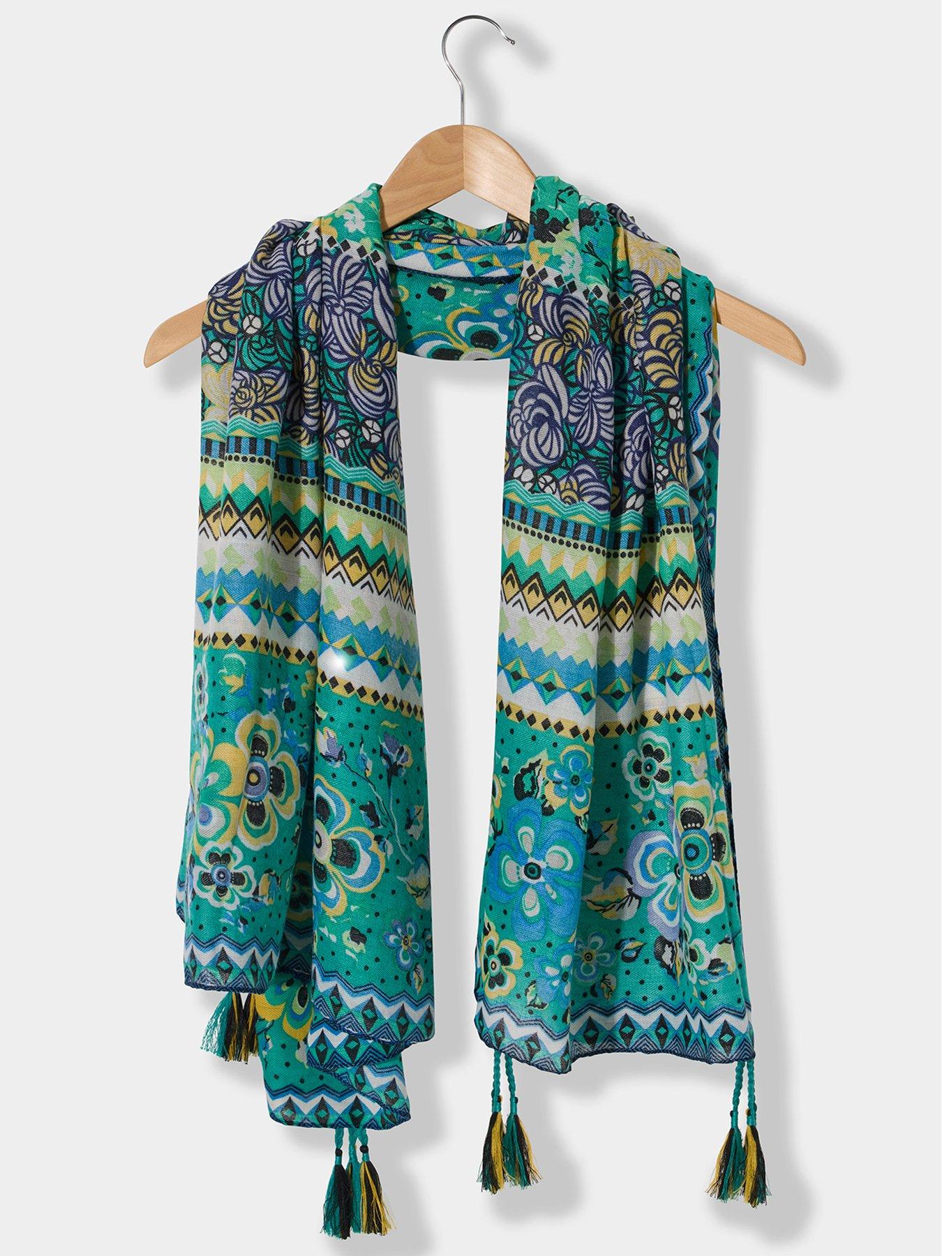 image of joe-browns-green-tassel-scarf-multi