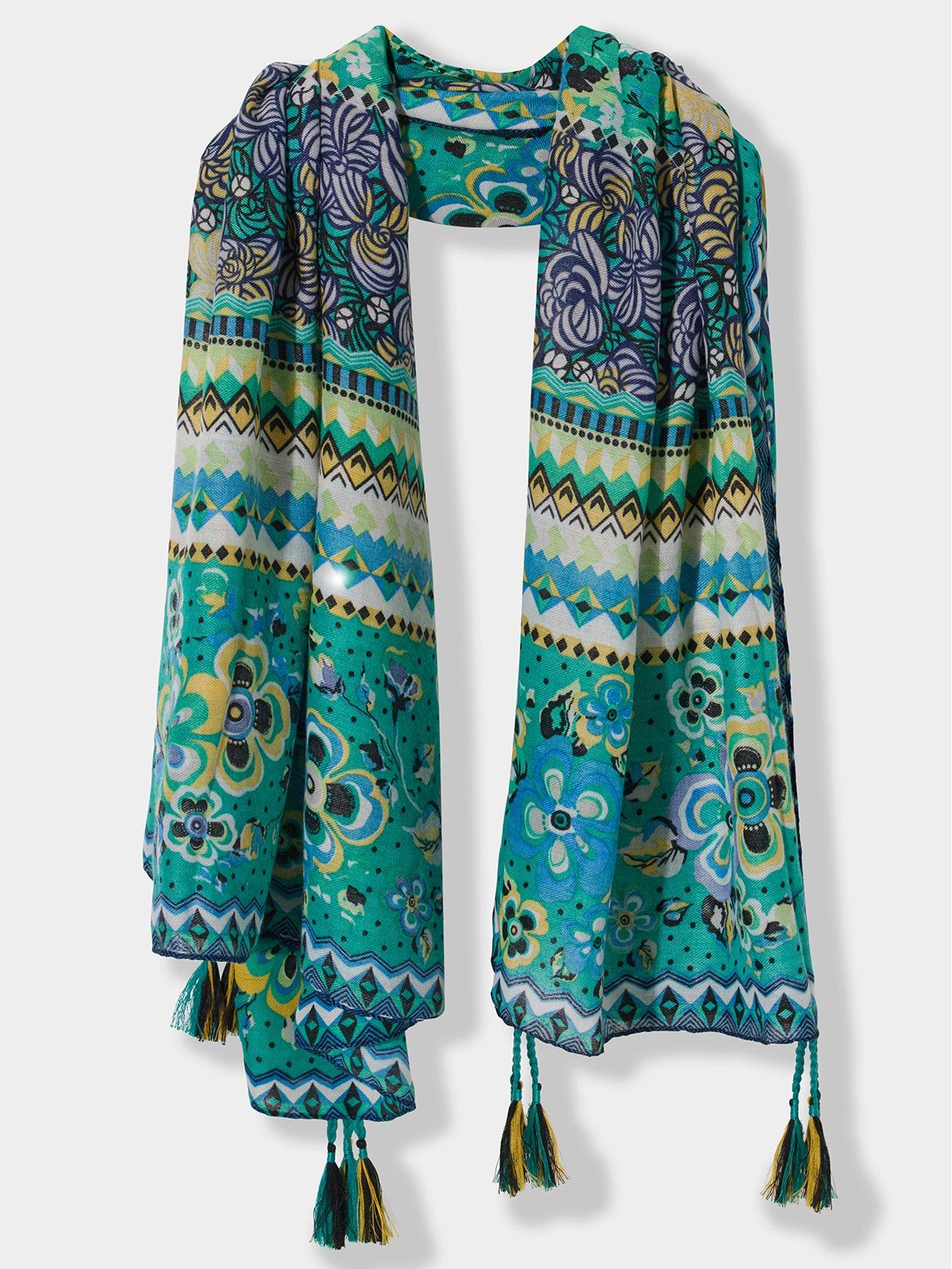  image of joe-browns-green-tassel-scarf-multi
