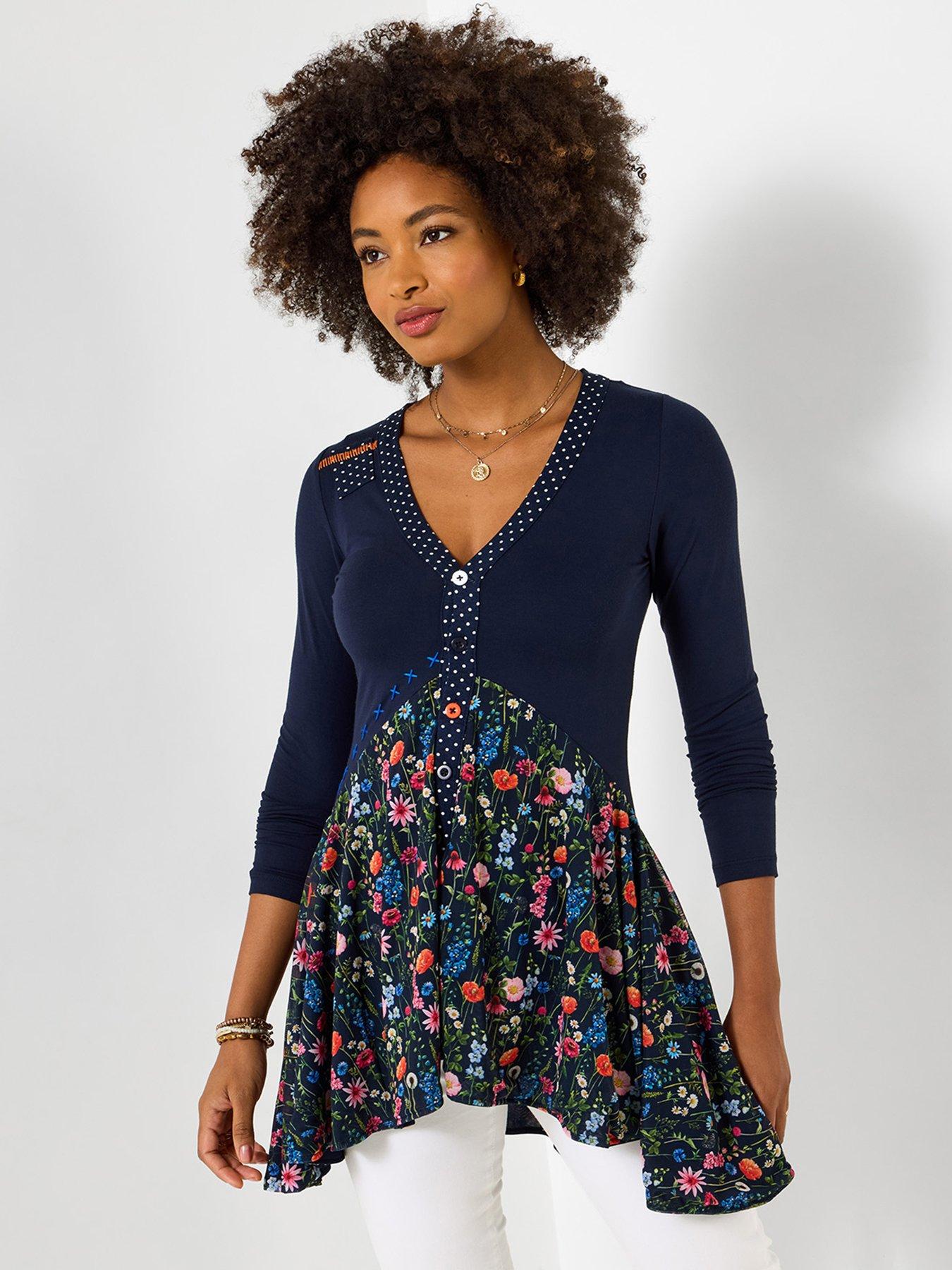 Joe Browns Pretty Floral Jersey Tunic Top - Blue