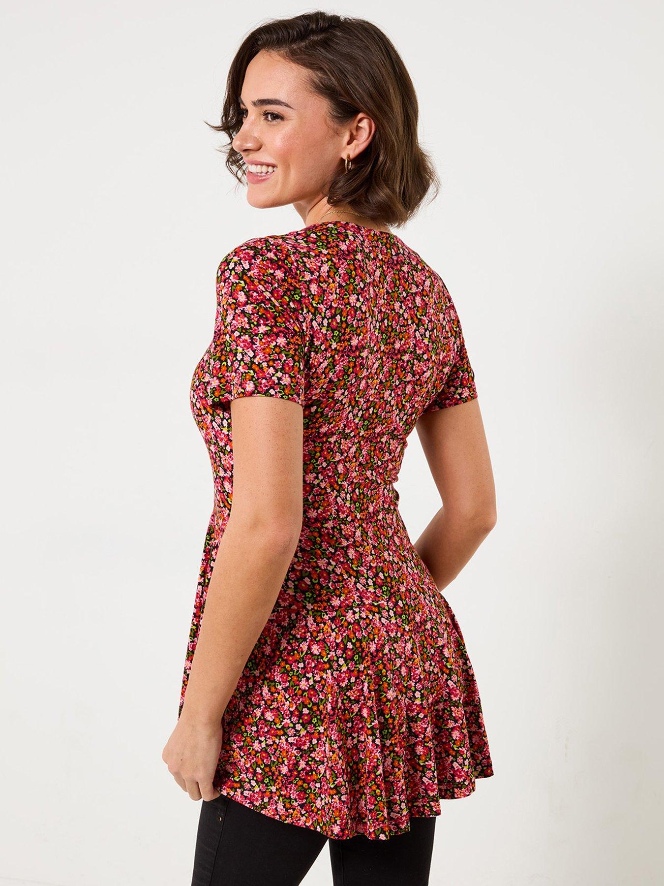 Image 2 of 5 of Joe Browns Diana Ditsy Jersey Tunic Top - Red