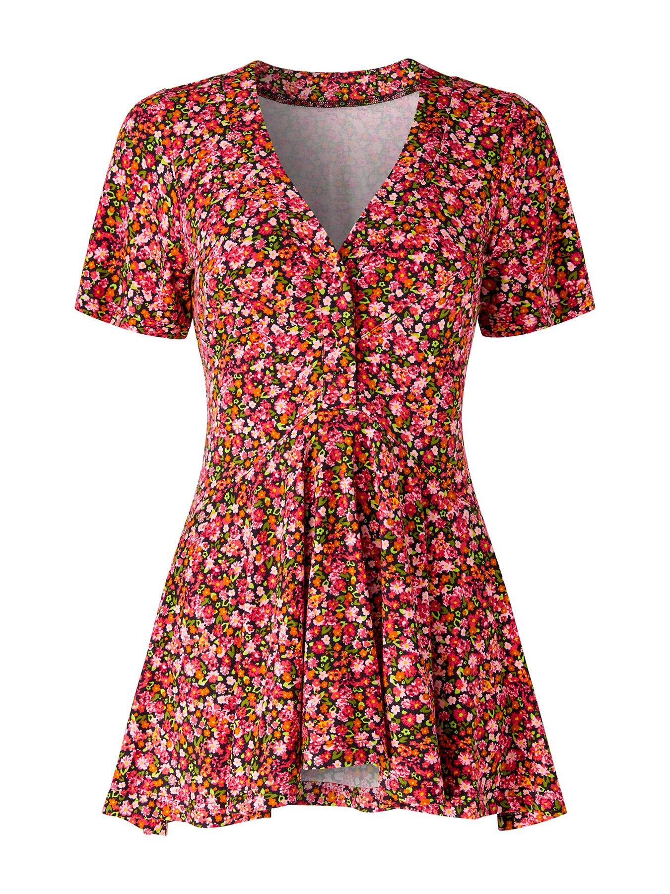 Image 5 of 5 of Joe Browns Diana Ditsy Jersey Tunic Top - Red