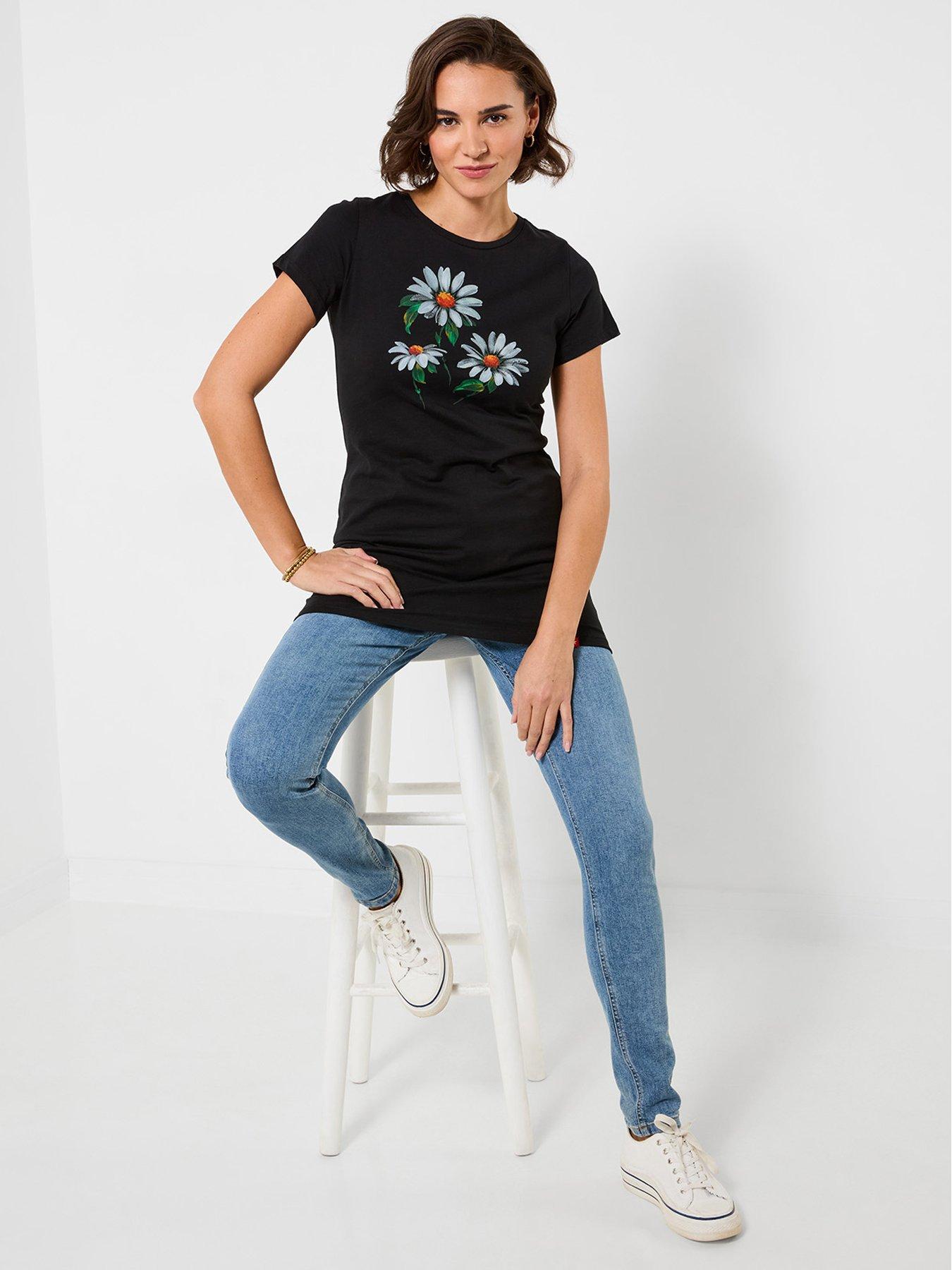 image of joe-browns-daisy-graphic-tunic-top-black