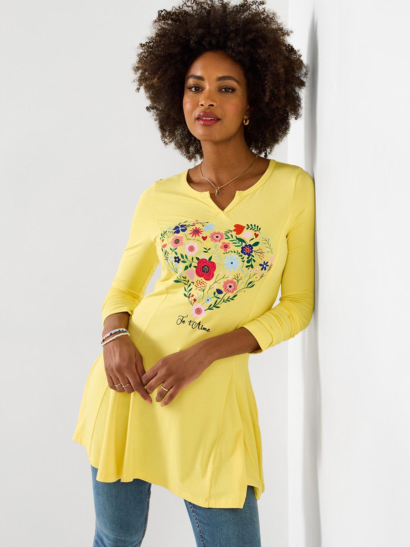 Joe Browns All The Love Graphic Tunic Top - Yellow