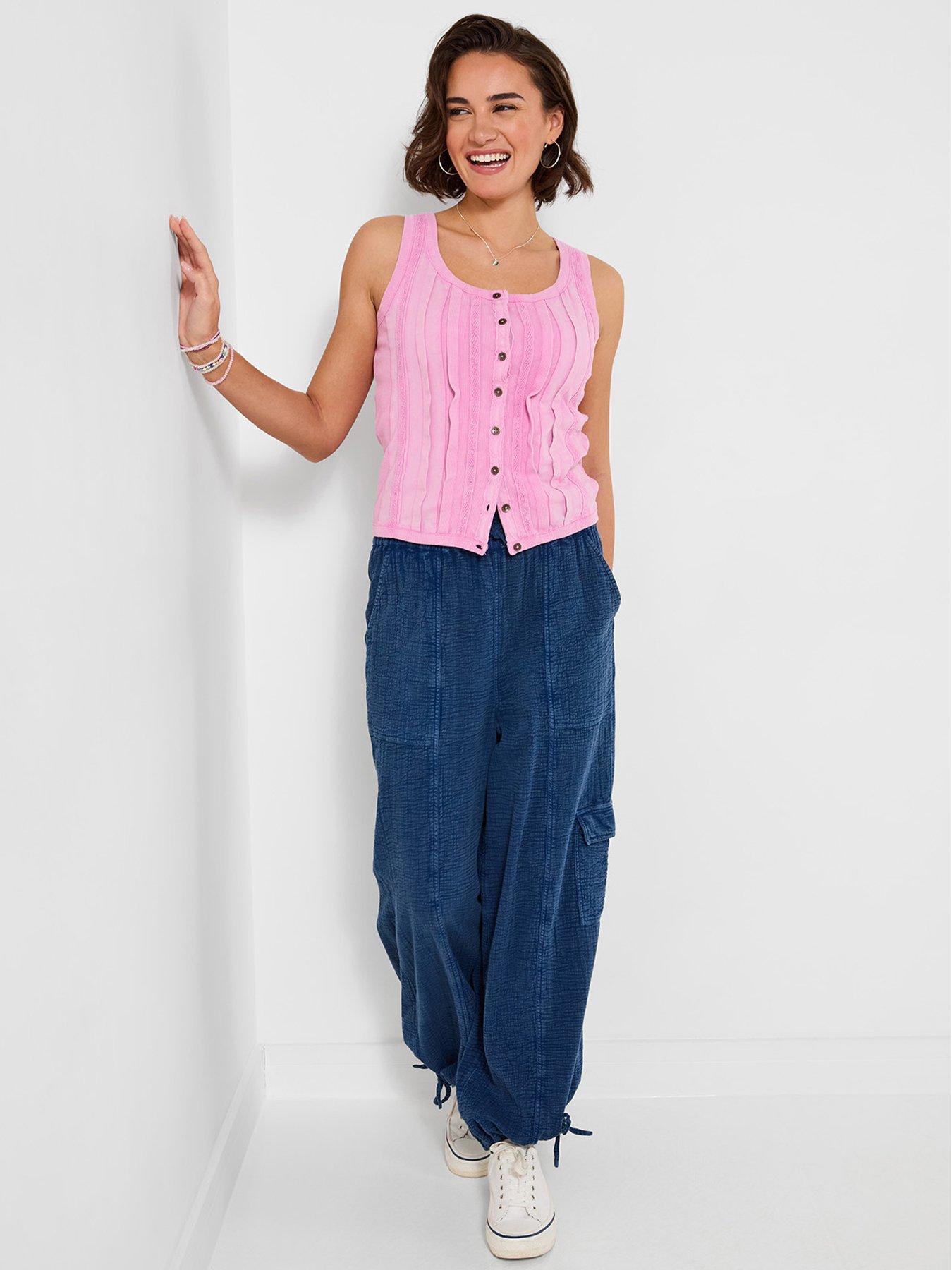  image of joe-browns-boho-bliss-button-through-vest-top-pink