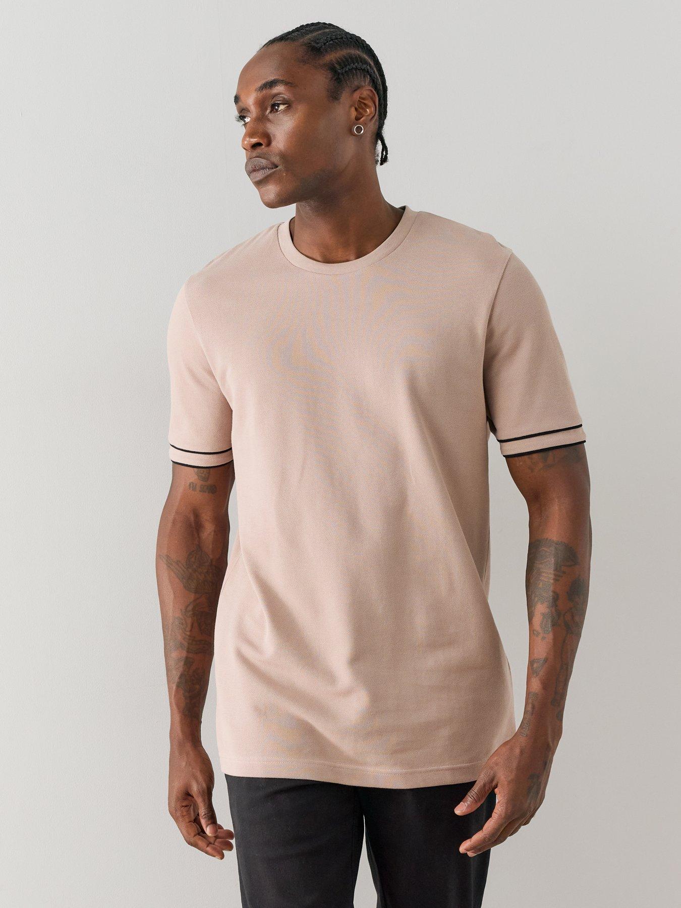 The Very Collection Textured Tipped T-shirt - Mushroom