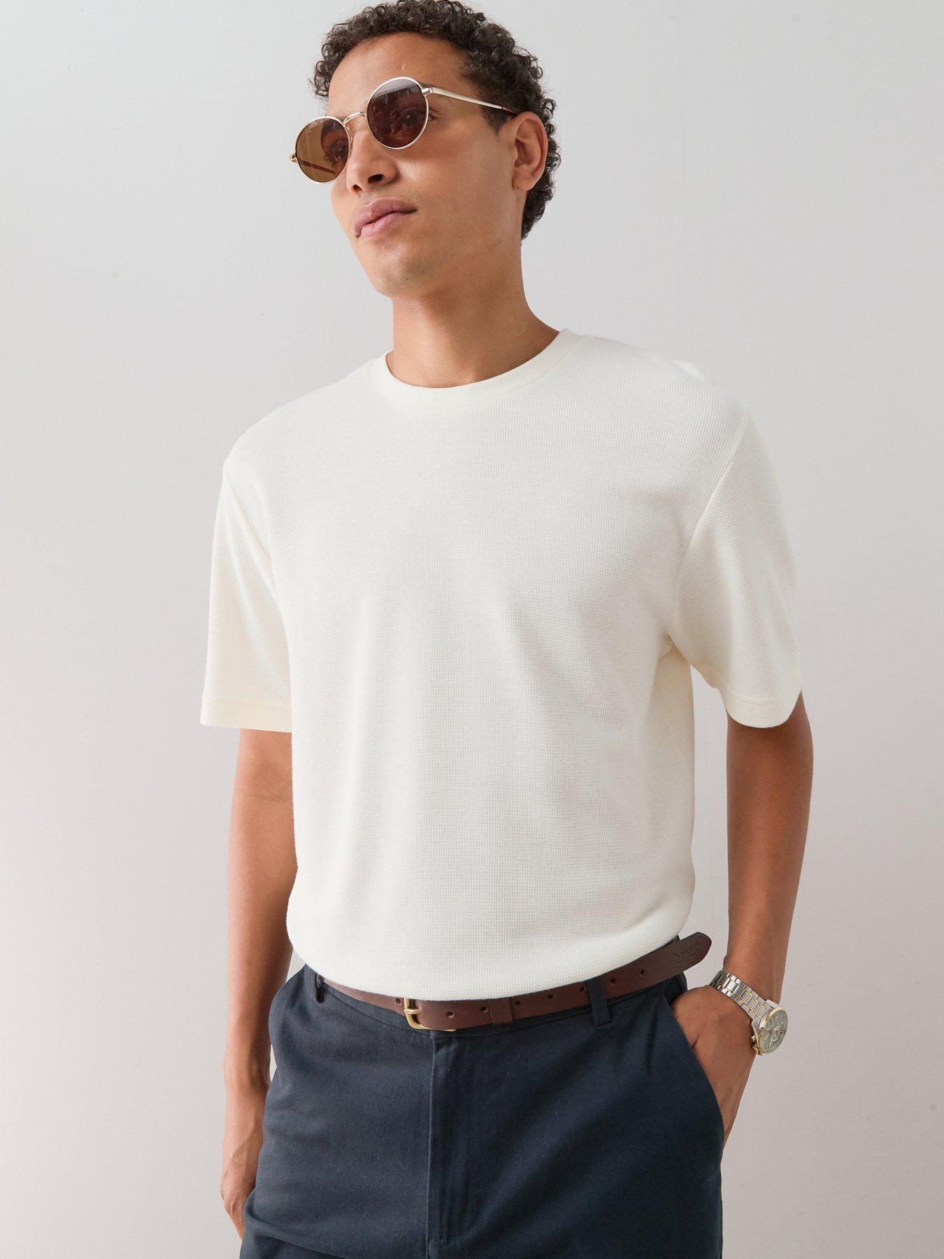 The Very Collection Pure Cotton Waffle Textured T-shirt - Cream