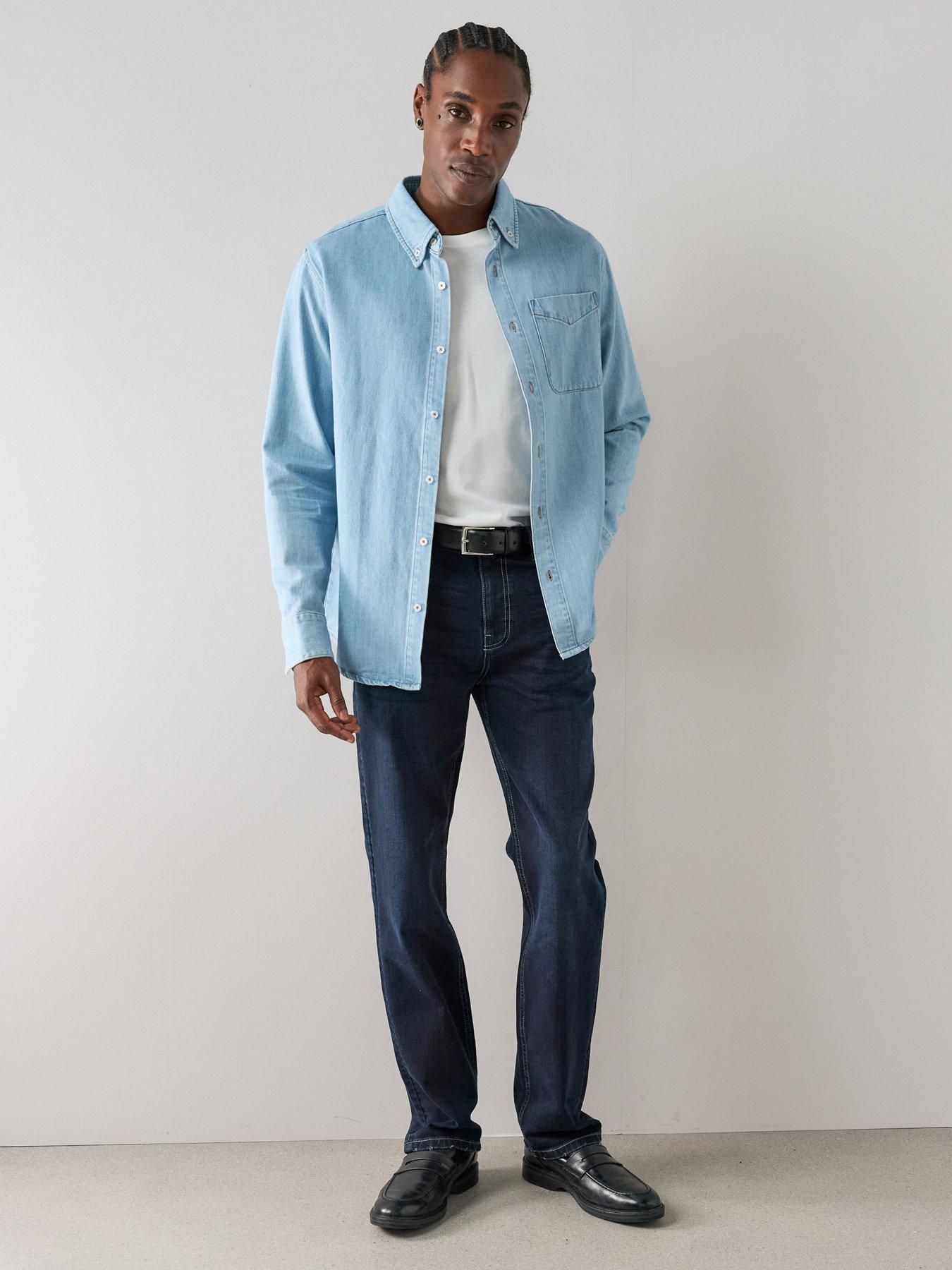 Image 1 of 7 of The Very Collection Straight Fit Jeans With Stretch - Dark Blue