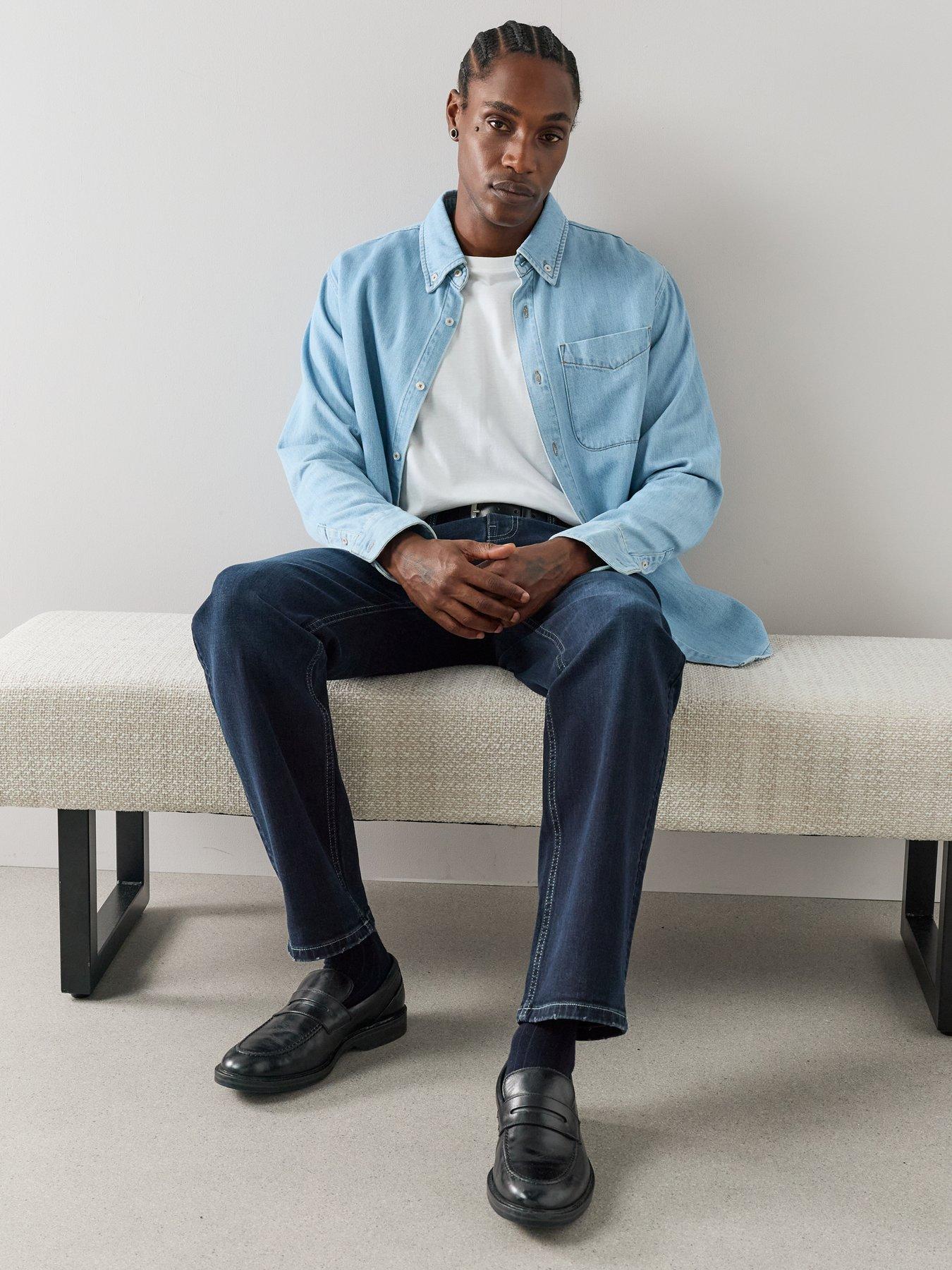 Image 6 of 7 of The Very Collection Straight Fit Jeans With Stretch - Dark Blue