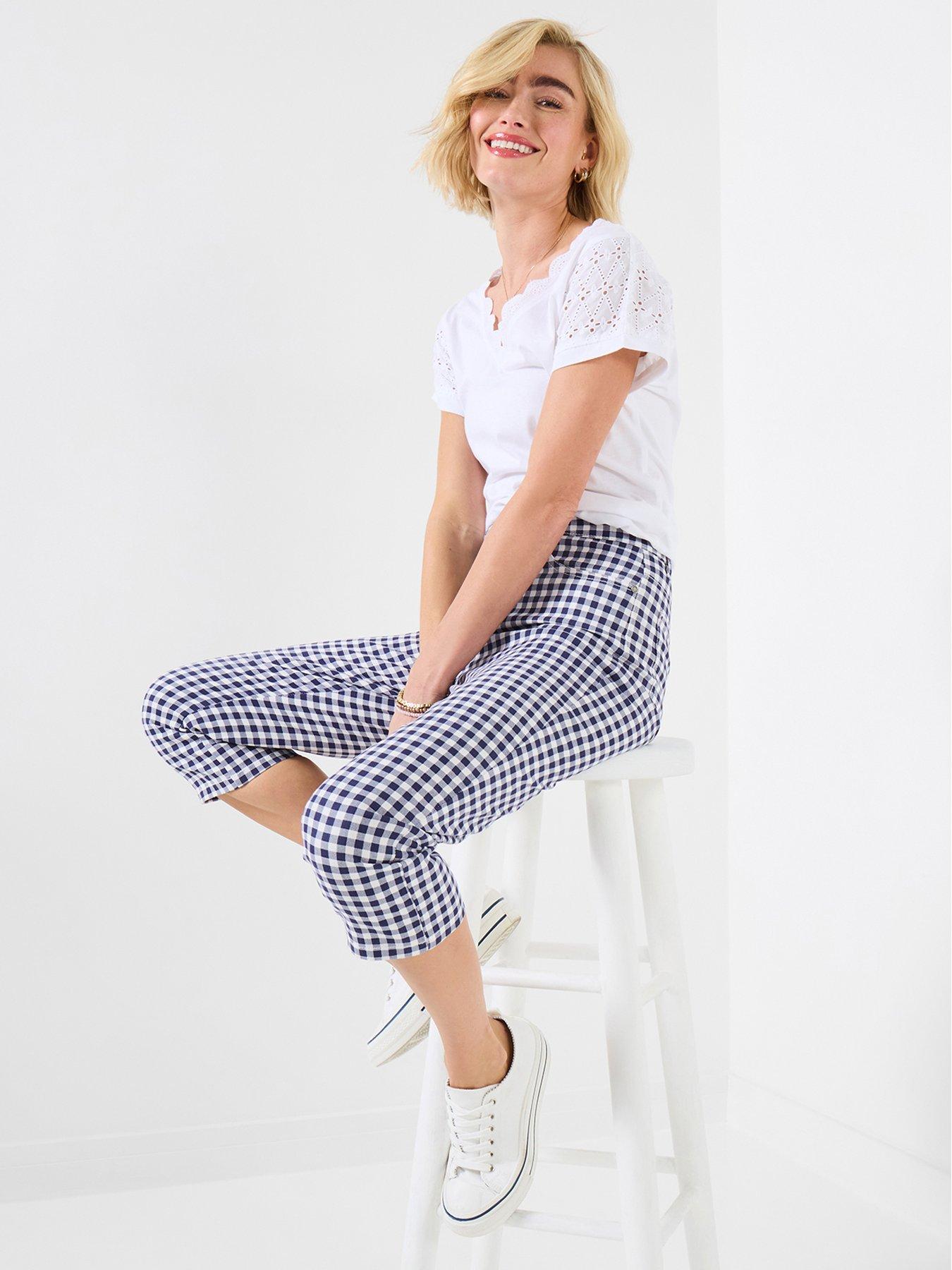 Image 1 of 5 of Joe Browns Penelope Gingham Capri Pants - Blue