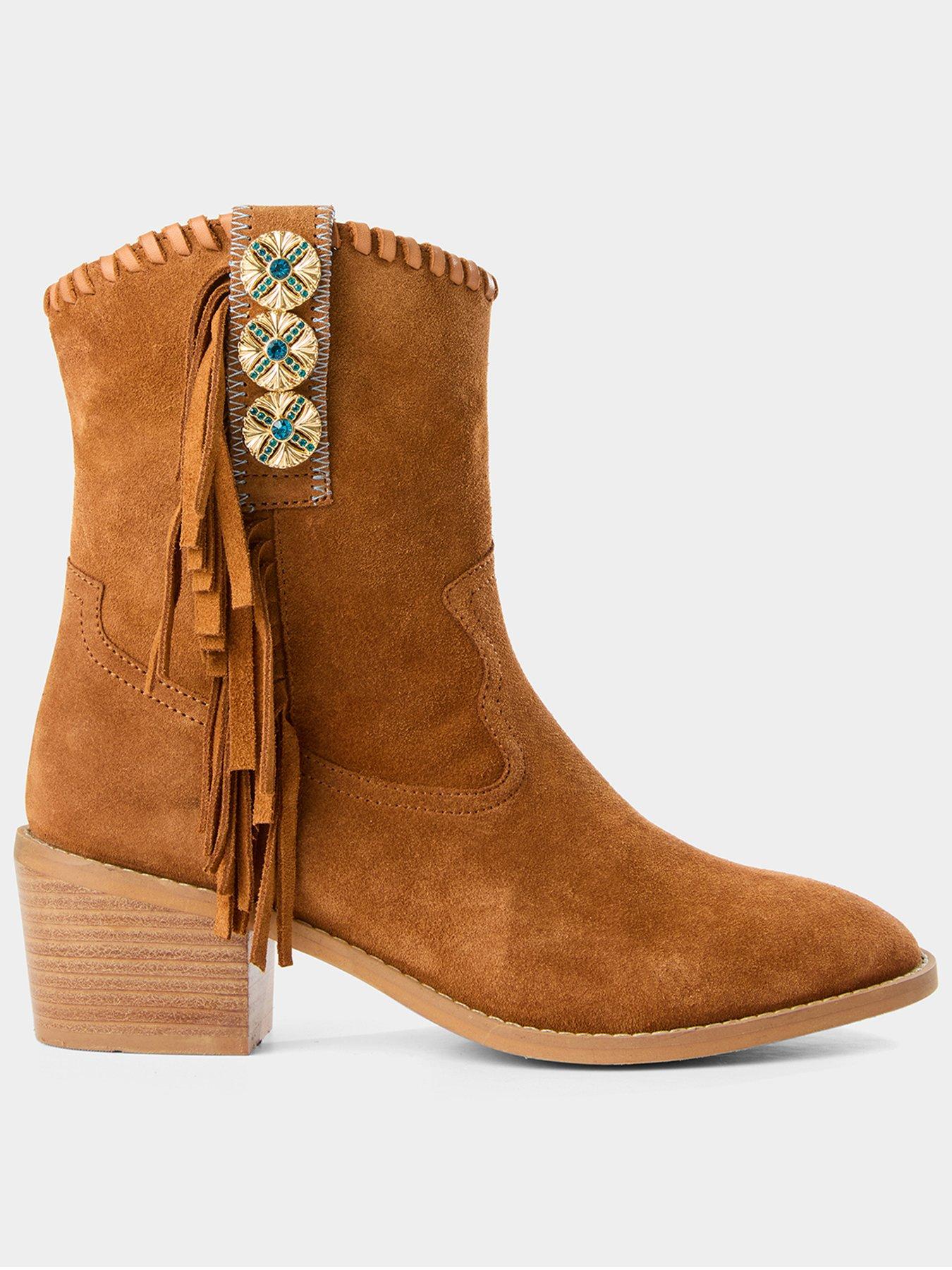 Joe Browns Montana Fringed Suede Boots - Brown