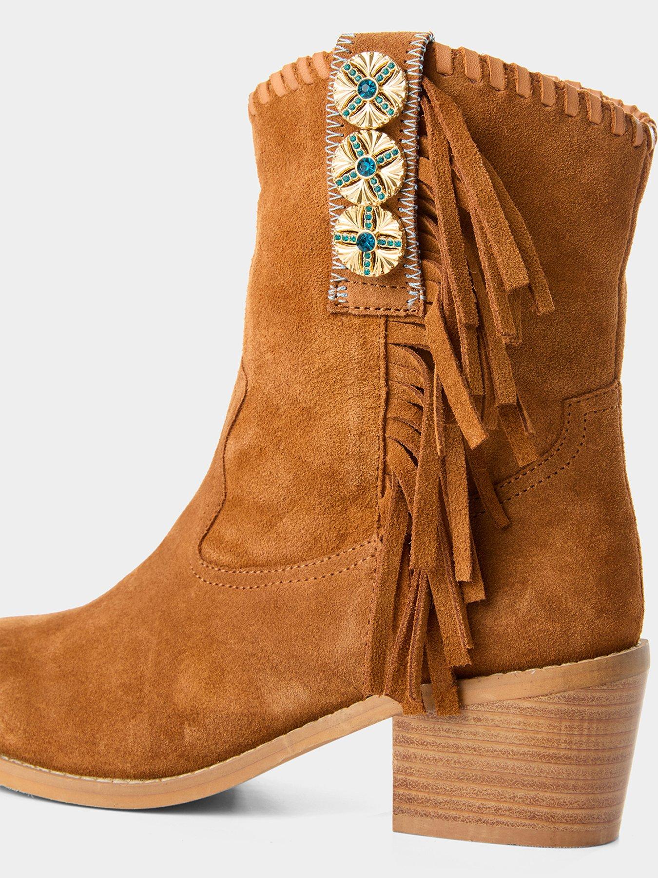 Image 4 of 6 of Joe Browns Montana Fringed Suede Boots - Brown