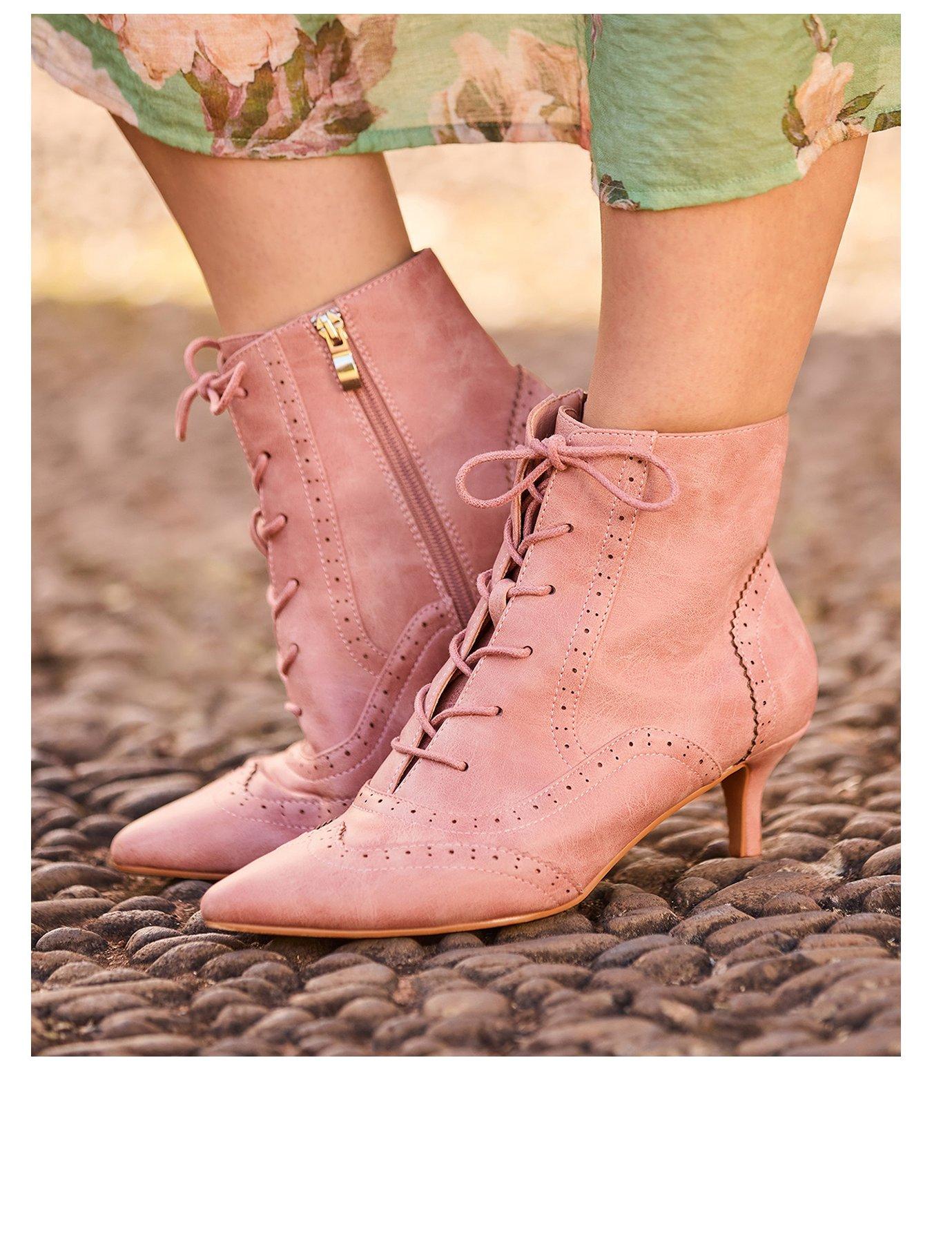  image of joe-browns-kitty-lace-up-boots-pink