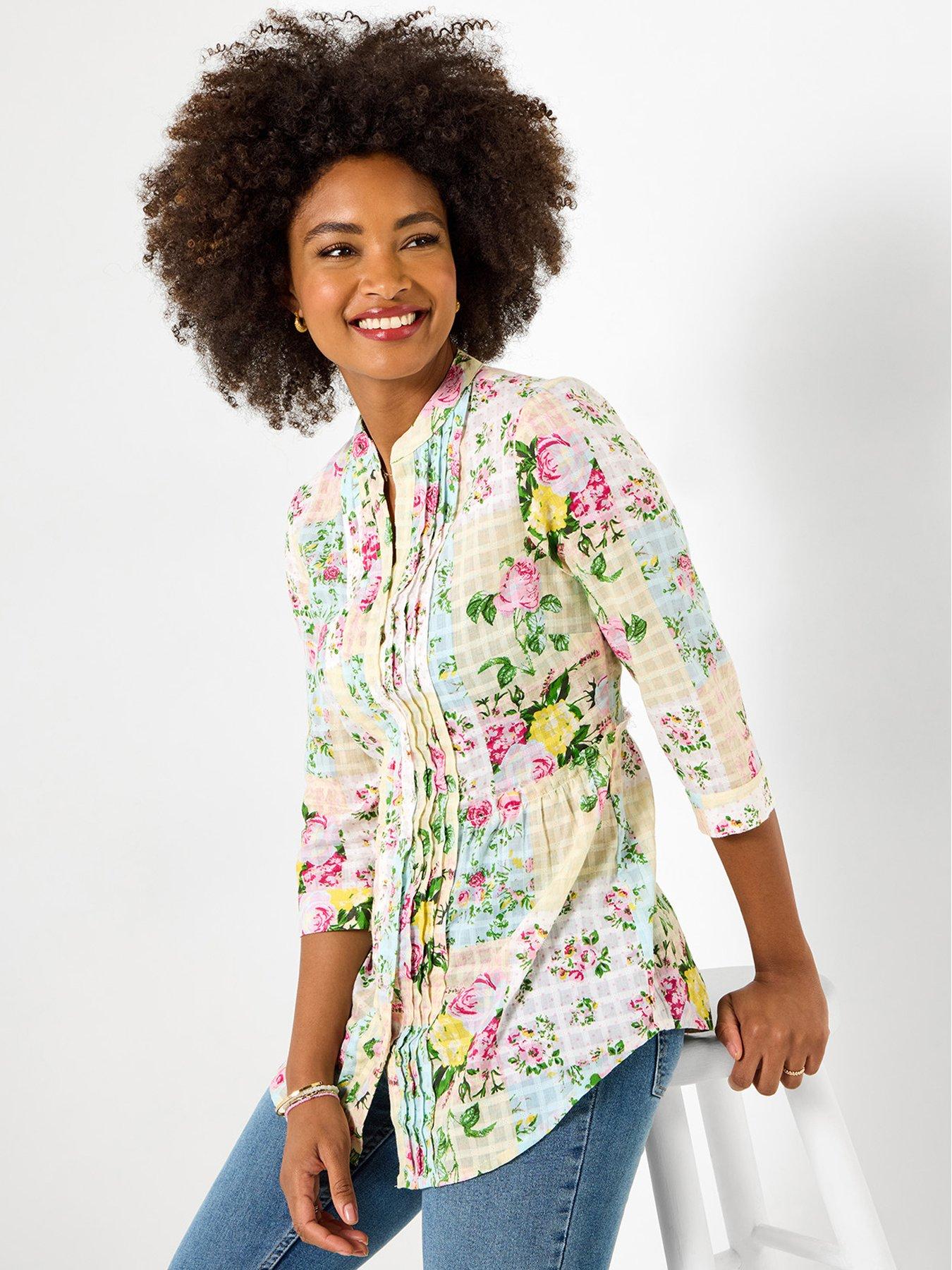 Joe Browns Perfectly Patchwork Printed Cotton Blouse - Multi