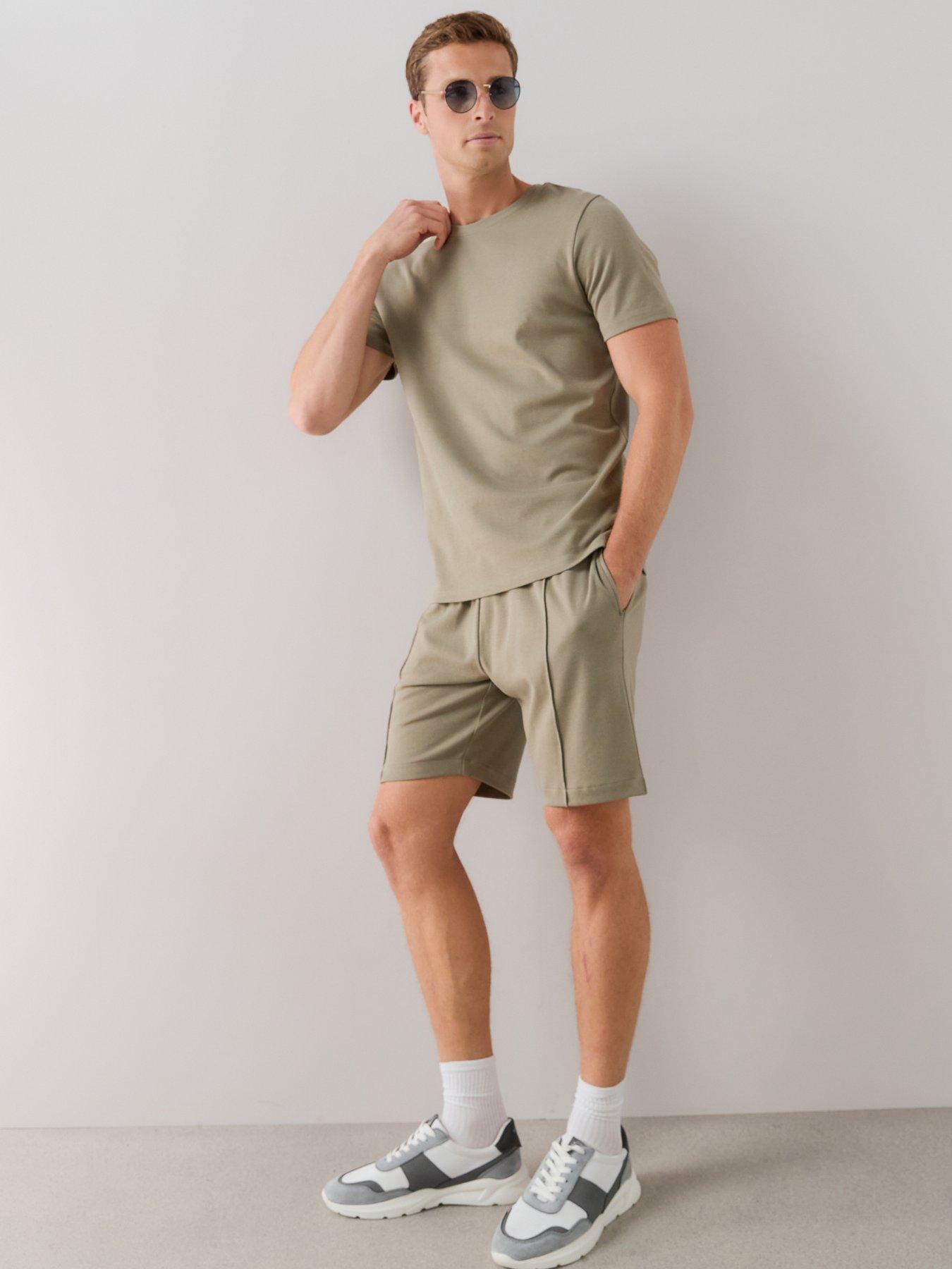 The Very Collection Pure Cotton Interlock T-Shirt  &  Shorts Set - Khaki