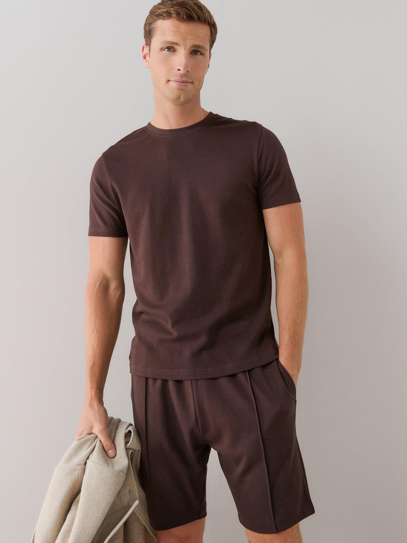 The Very Collection Pure Cotton Interlock T-Shirt And Short Set - Brown