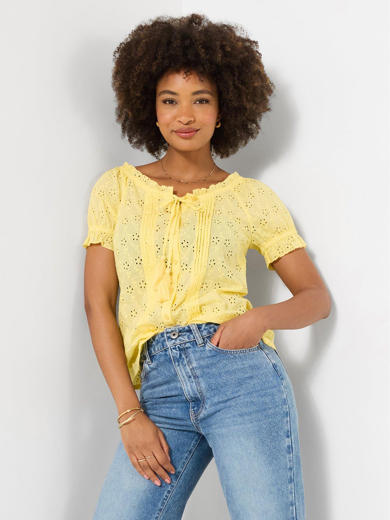 Joe Browns Beautiful Broderie Top - Yellow
