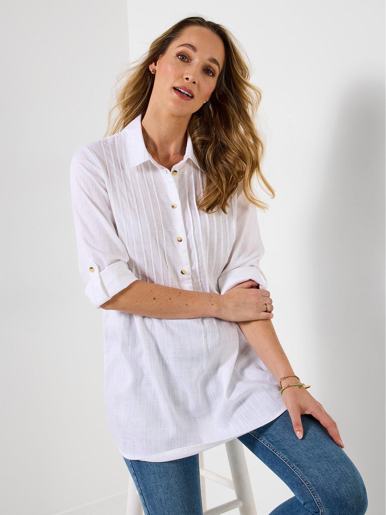 Joe Browns Linen Blend Longline Blouse - White