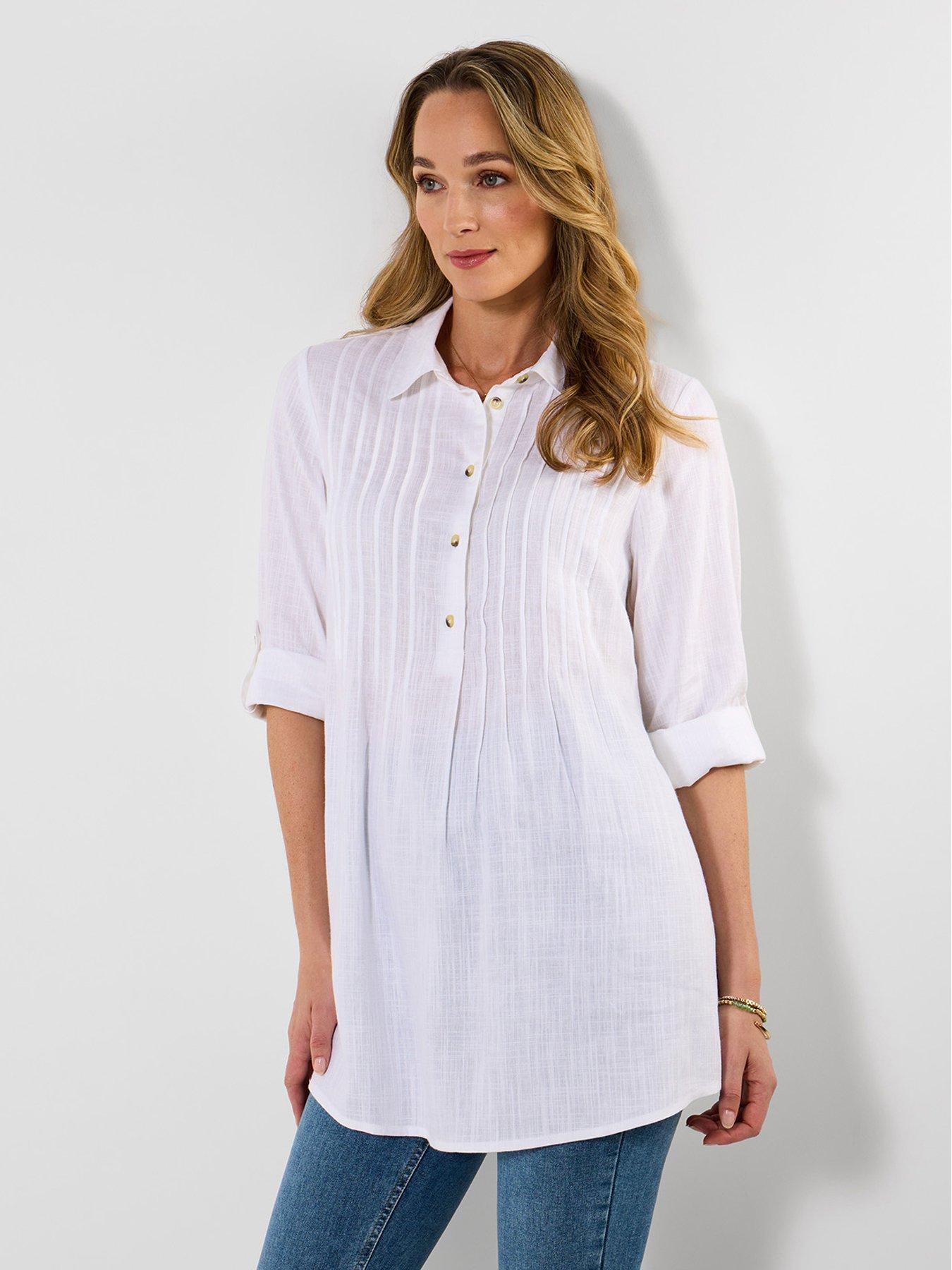  image of joe-browns-linen-blend-longline-blouse-white