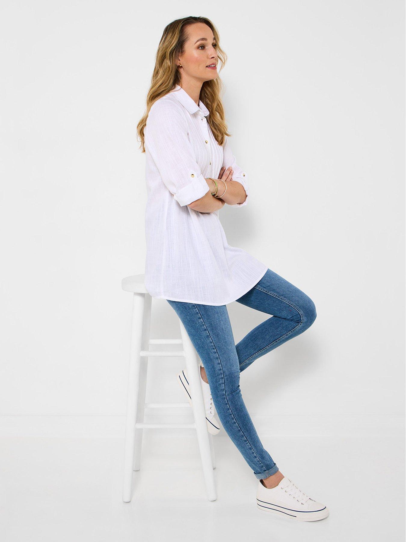  image of joe-browns-linen-blend-longline-blouse-white