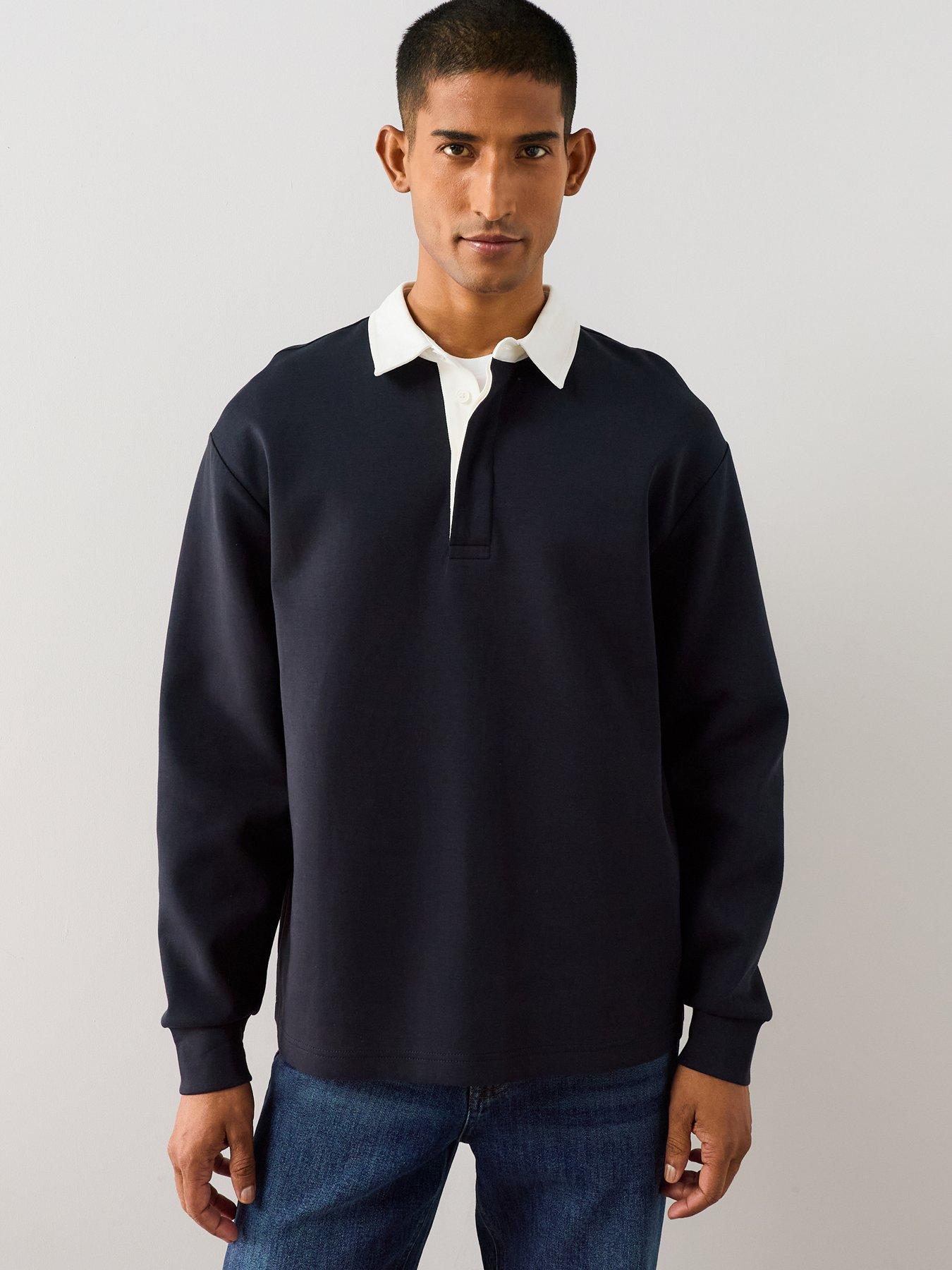 The Very Collection Cotton Rich Relaxed Fit Rugby Top - Navy