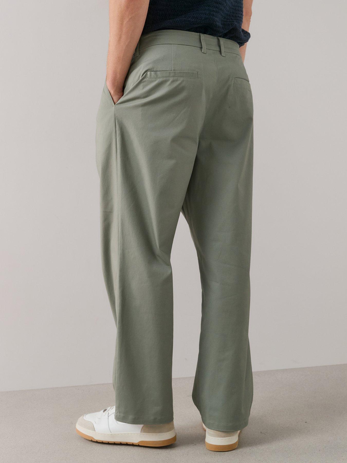 Image 2 of 7 of The Very Collection Double Pleated Cotton Rich Tapered Fit Trousers - Sage&nbsp;Green
