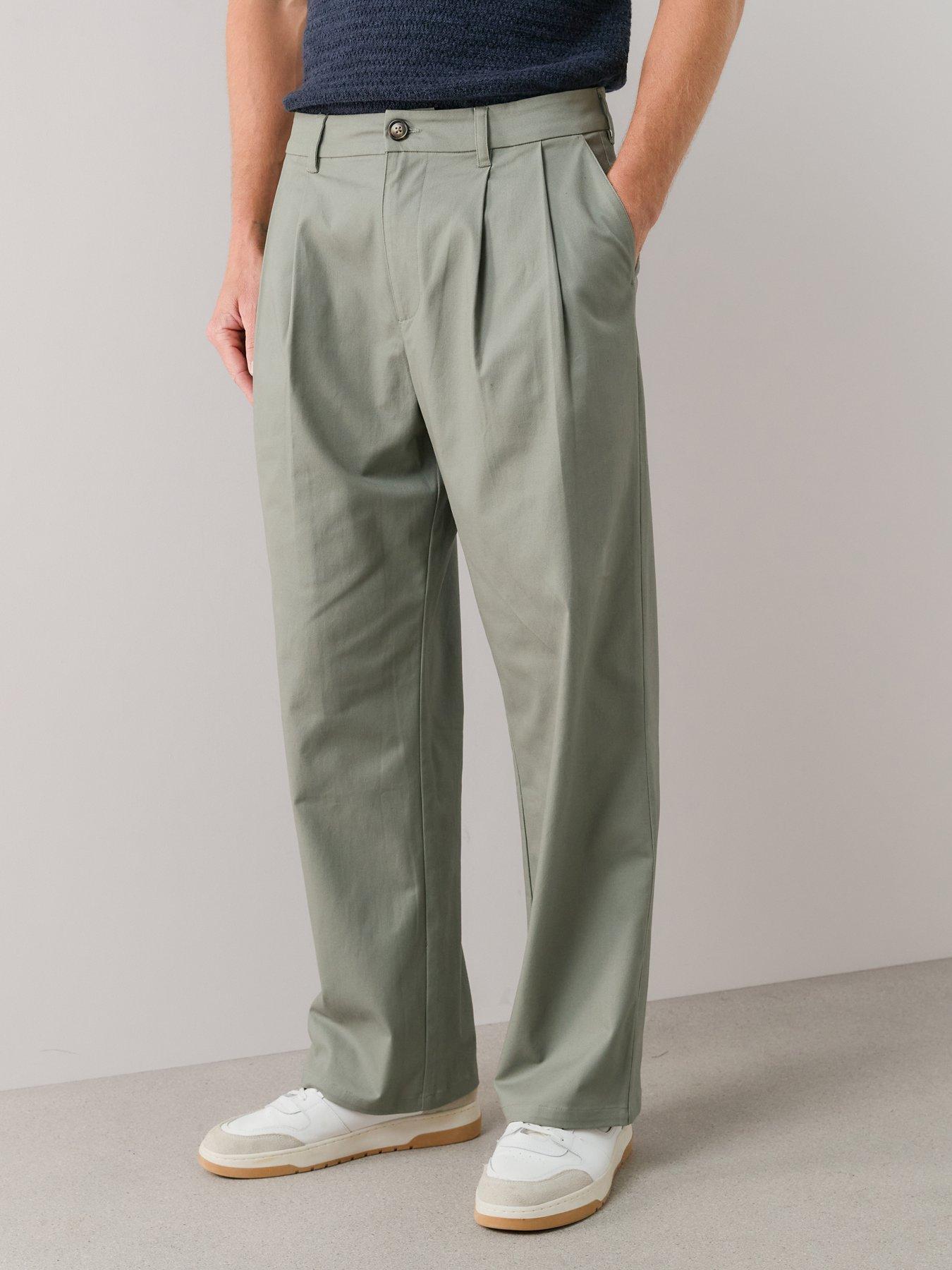 Image 4 of 7 of The Very Collection Double Pleated Cotton Rich Tapered Fit Trousers - Sage&nbsp;Green