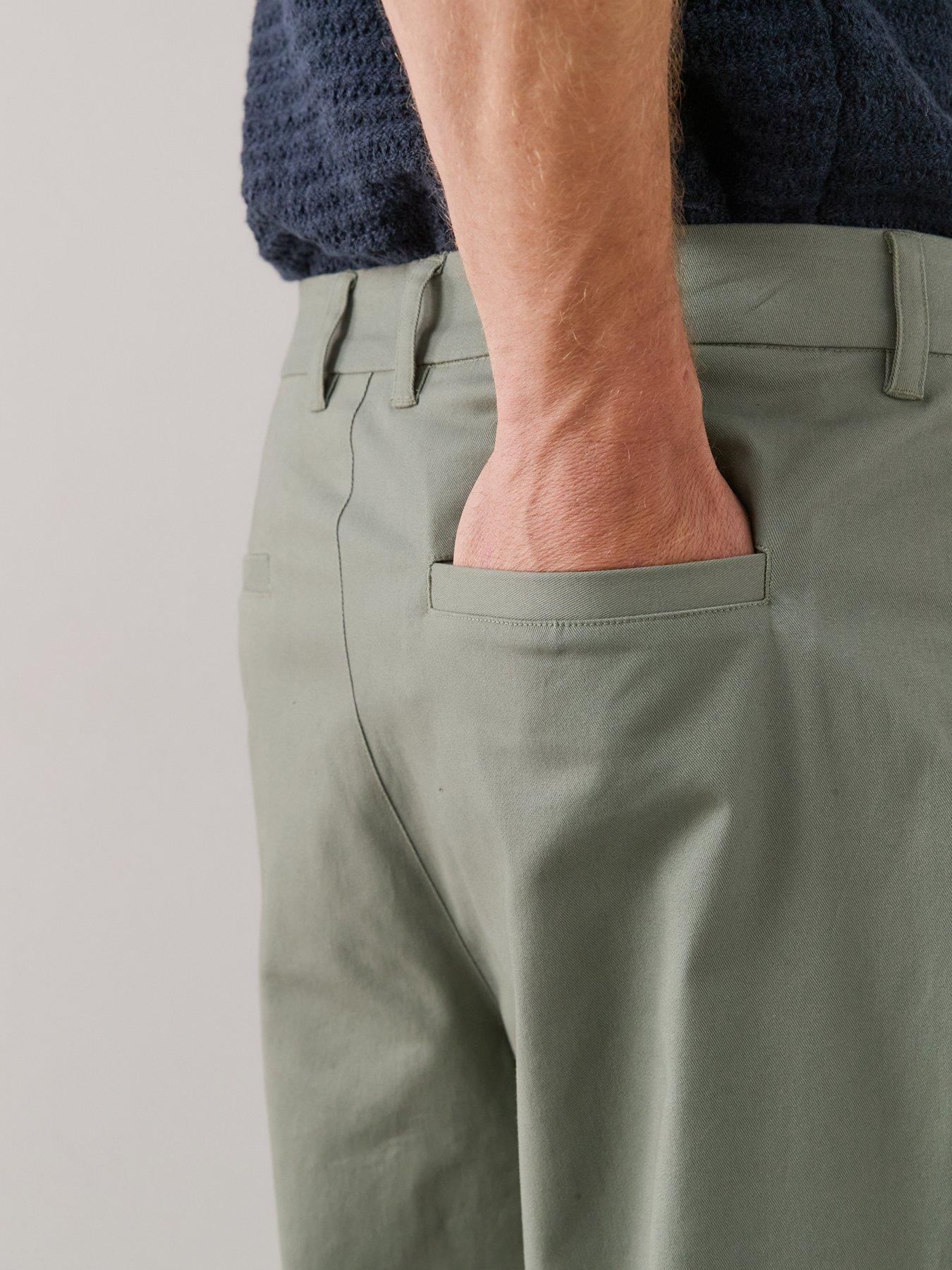 Image 5 of 7 of The Very Collection Double Pleated Cotton Rich Tapered Fit Trousers - Sage&nbsp;Green