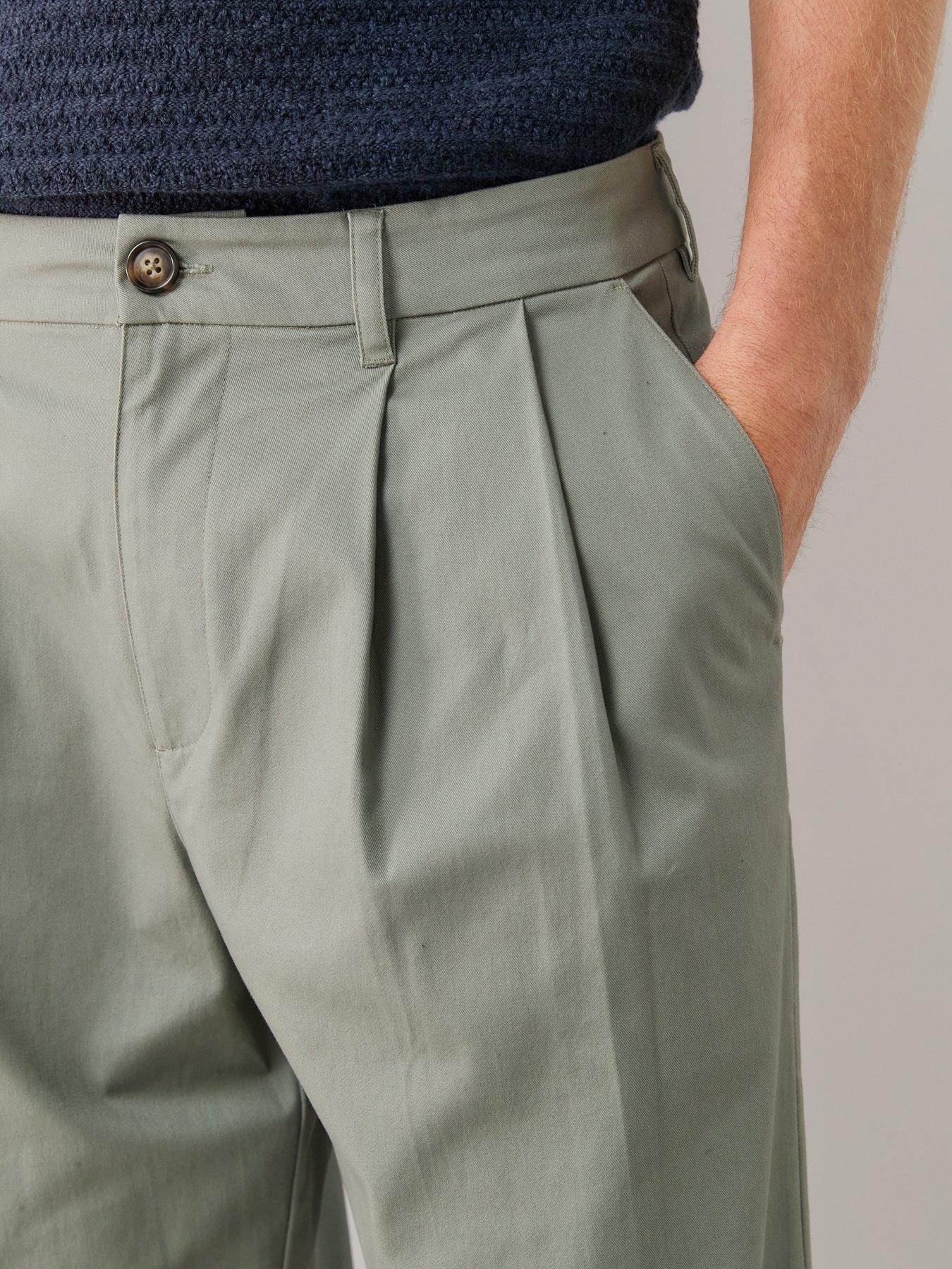 Image 6 of 7 of The Very Collection Double Pleated Cotton Rich Tapered Fit Trousers - Sage&nbsp;Green
