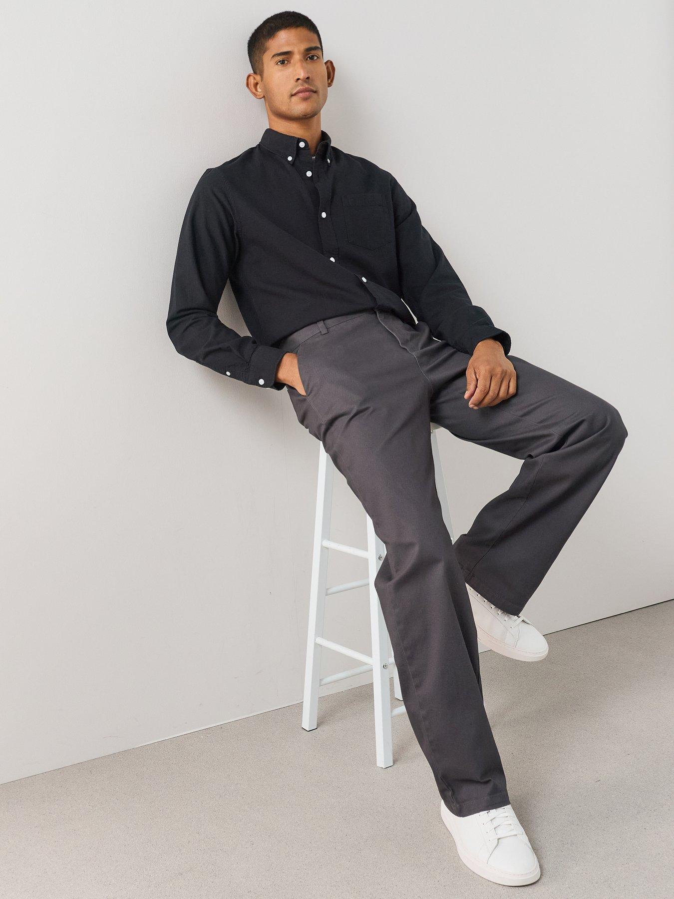 The Very Collection Loose Fit Cotton Rich Chino Trousers With Stretch - Charcoal