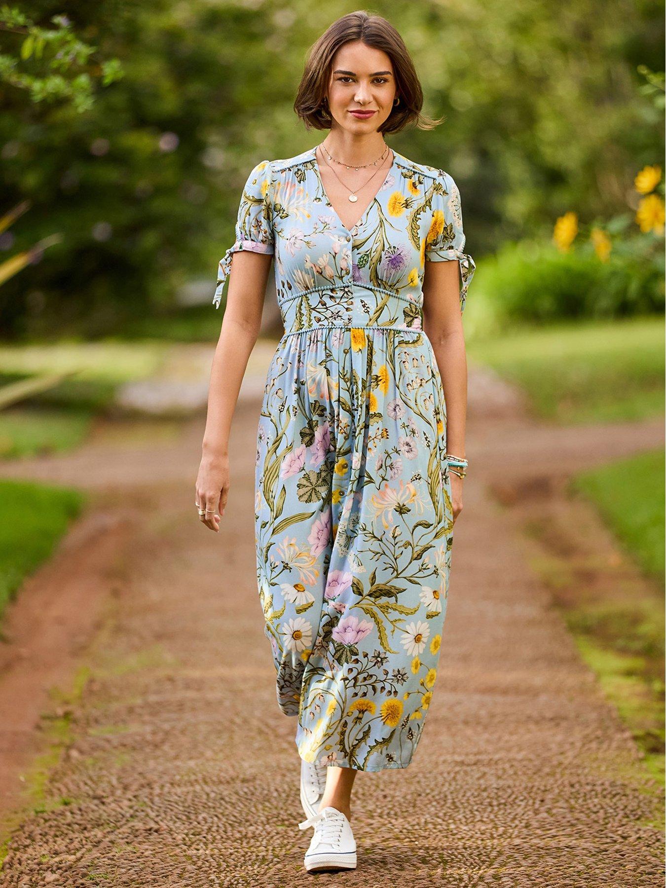 Joe Browns Beautiful Botanicals Printed Dress - Blue
