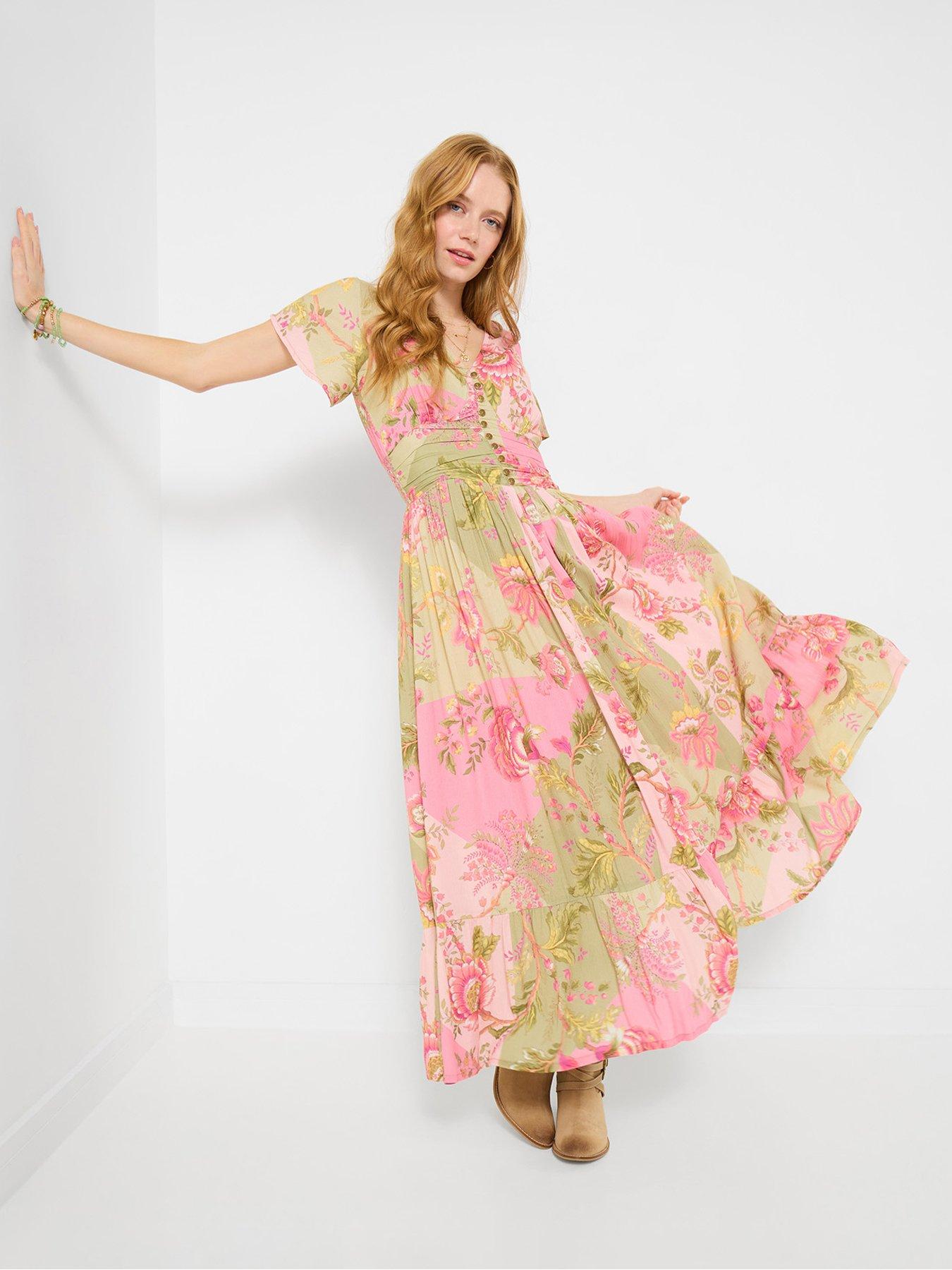  image of joe-browns-prettiest-patchwork-print-dress-green
