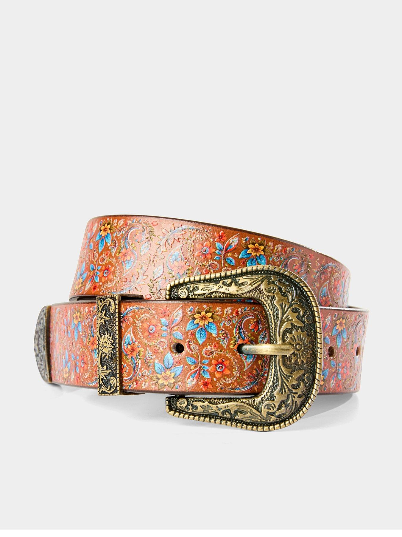  image of joe-browns-flora-leather-printed-belt-multi