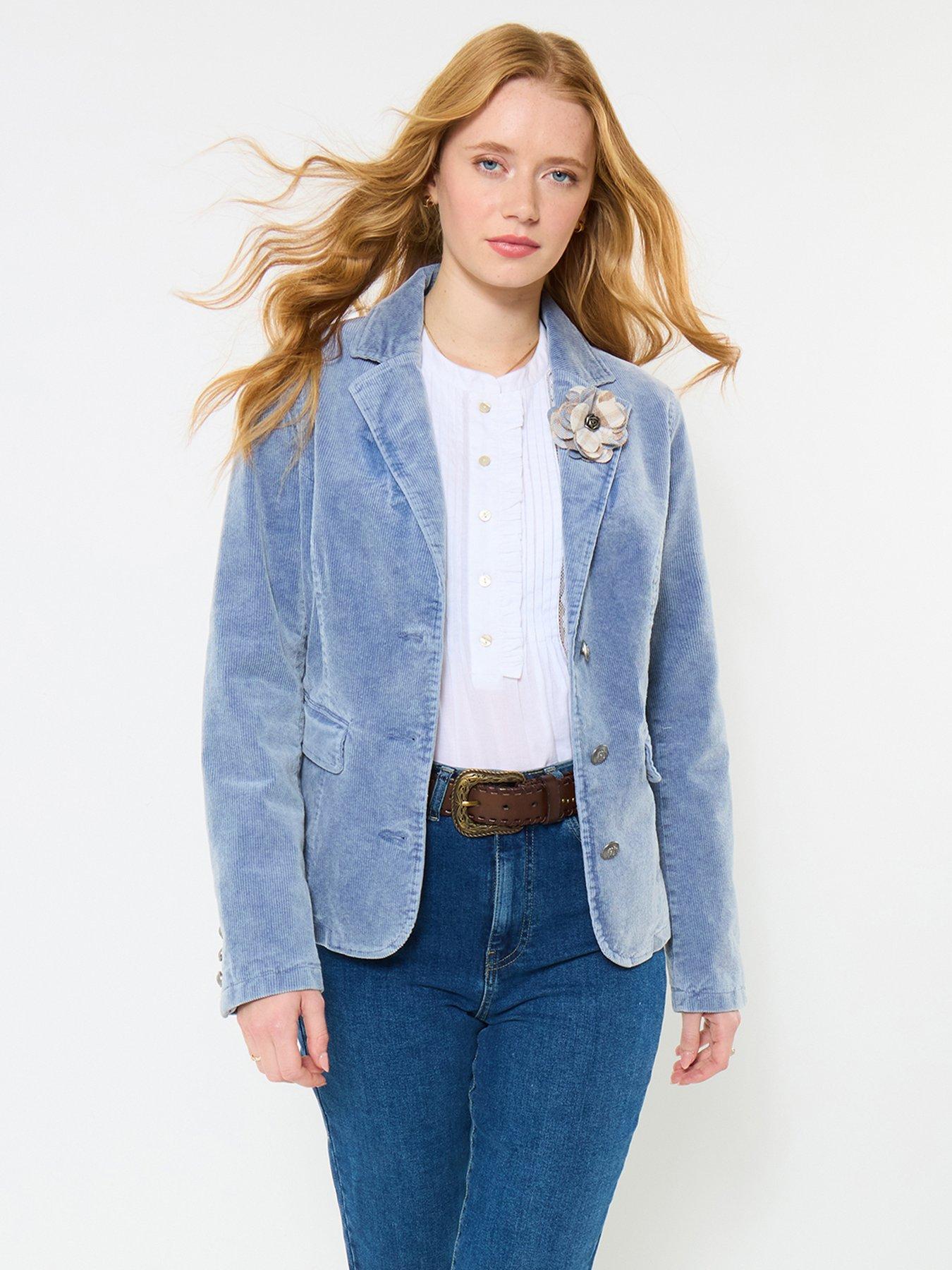 Joe Browns Weekend Walks Washed Stretch Cord Jacket - Blue