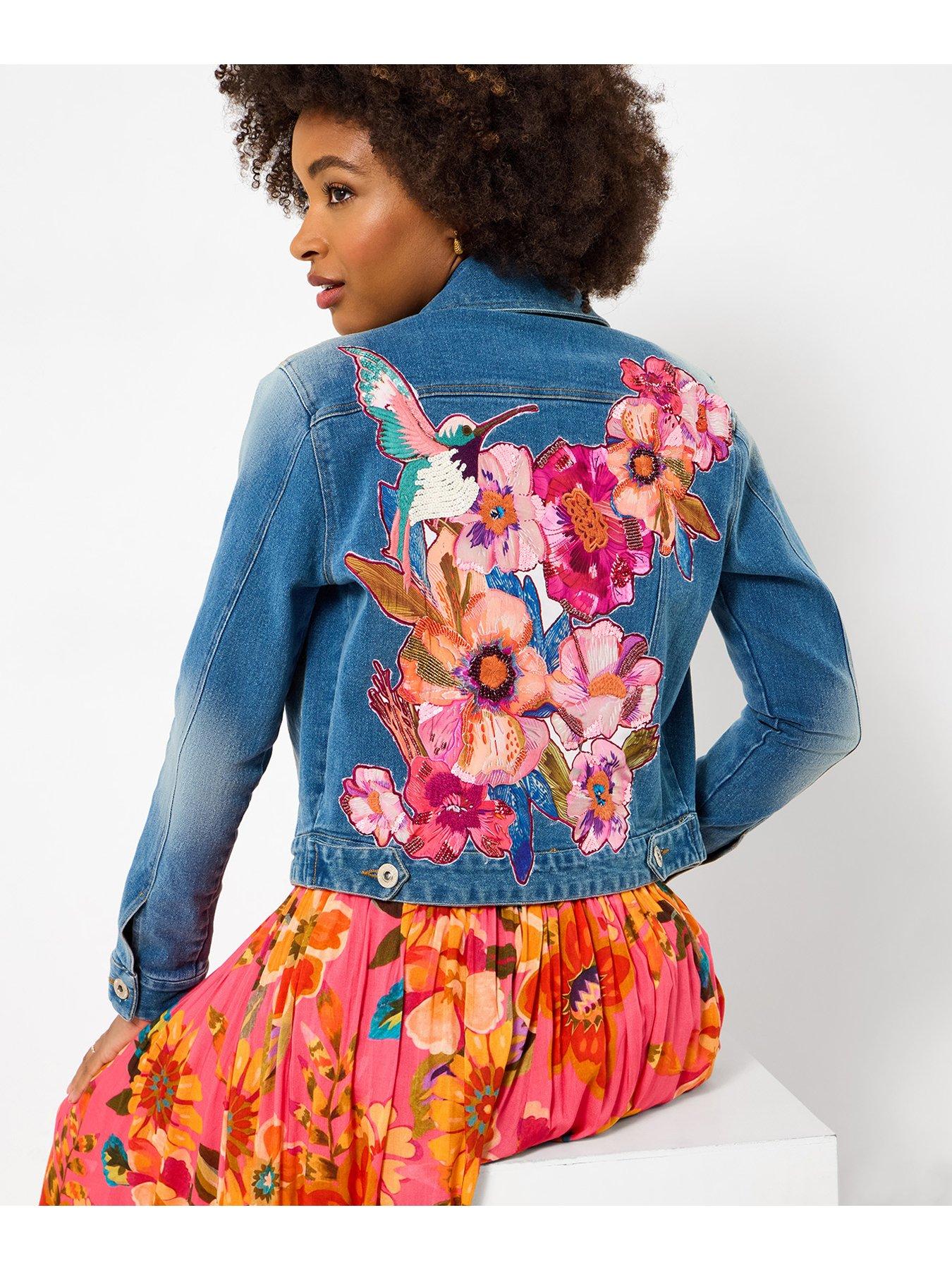 Joe Browns Joys Of Spring Applique And Embroidered Boutique Denim Jacket - Blue