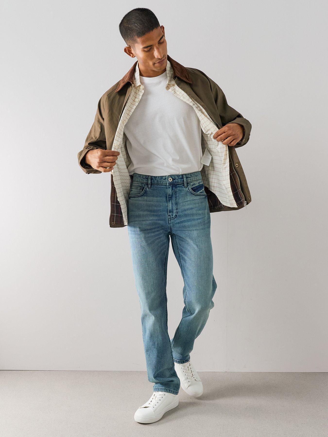 Image 1 of 7 of The Very Collection Cross Hatch Slim Fit Jeans - Light Blue Wash