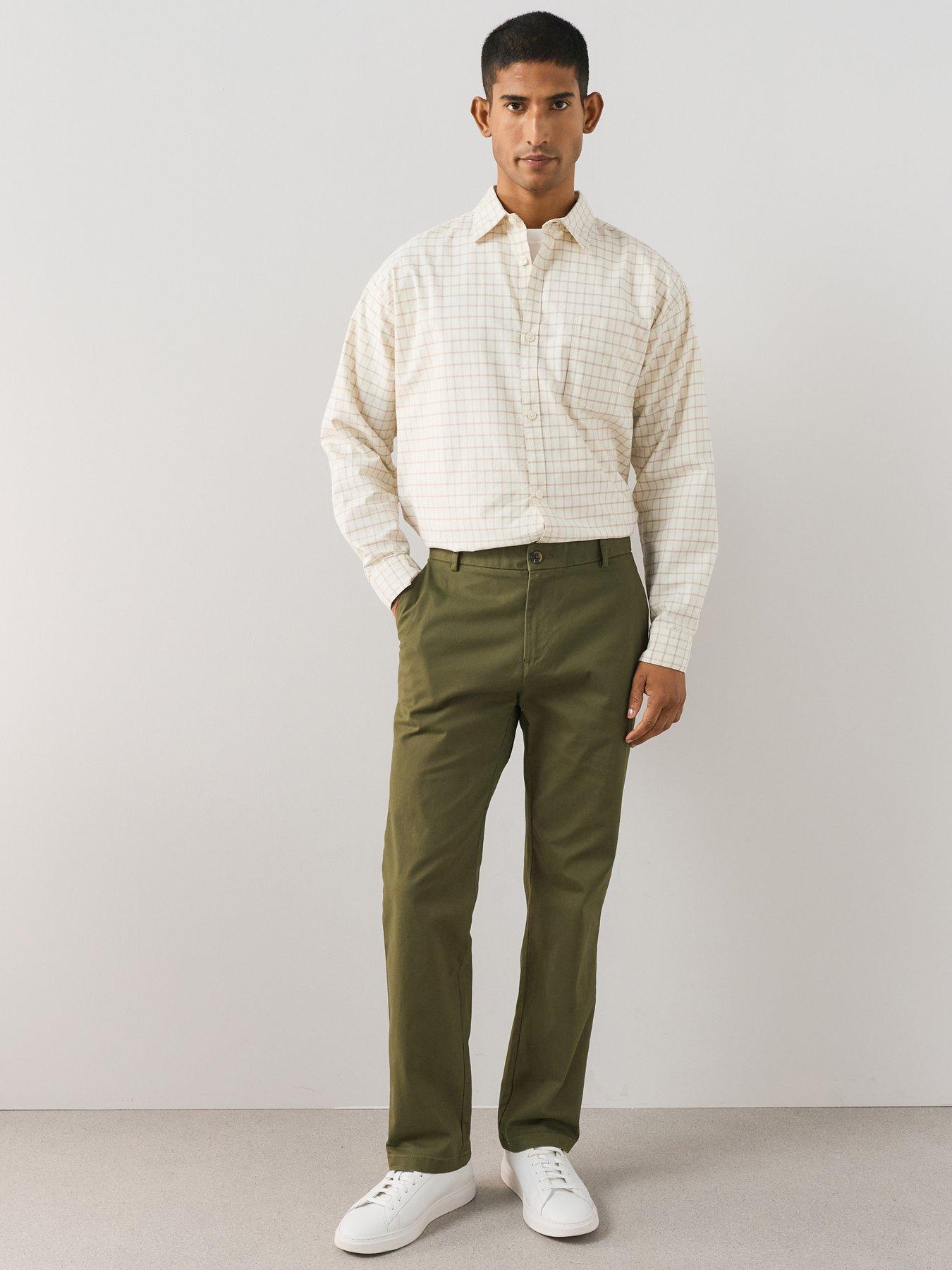 Image 1 of 7 of The Very Collection Straight Stretch Cotton Rich Chino Trousers - Khaki