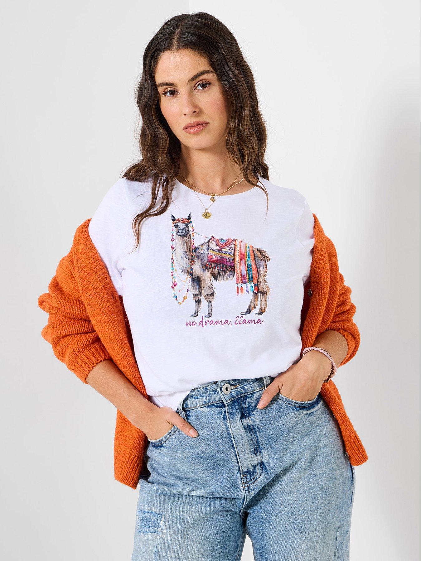 Joe Browns No Drama Llama Graphic T-Shirt  - White
