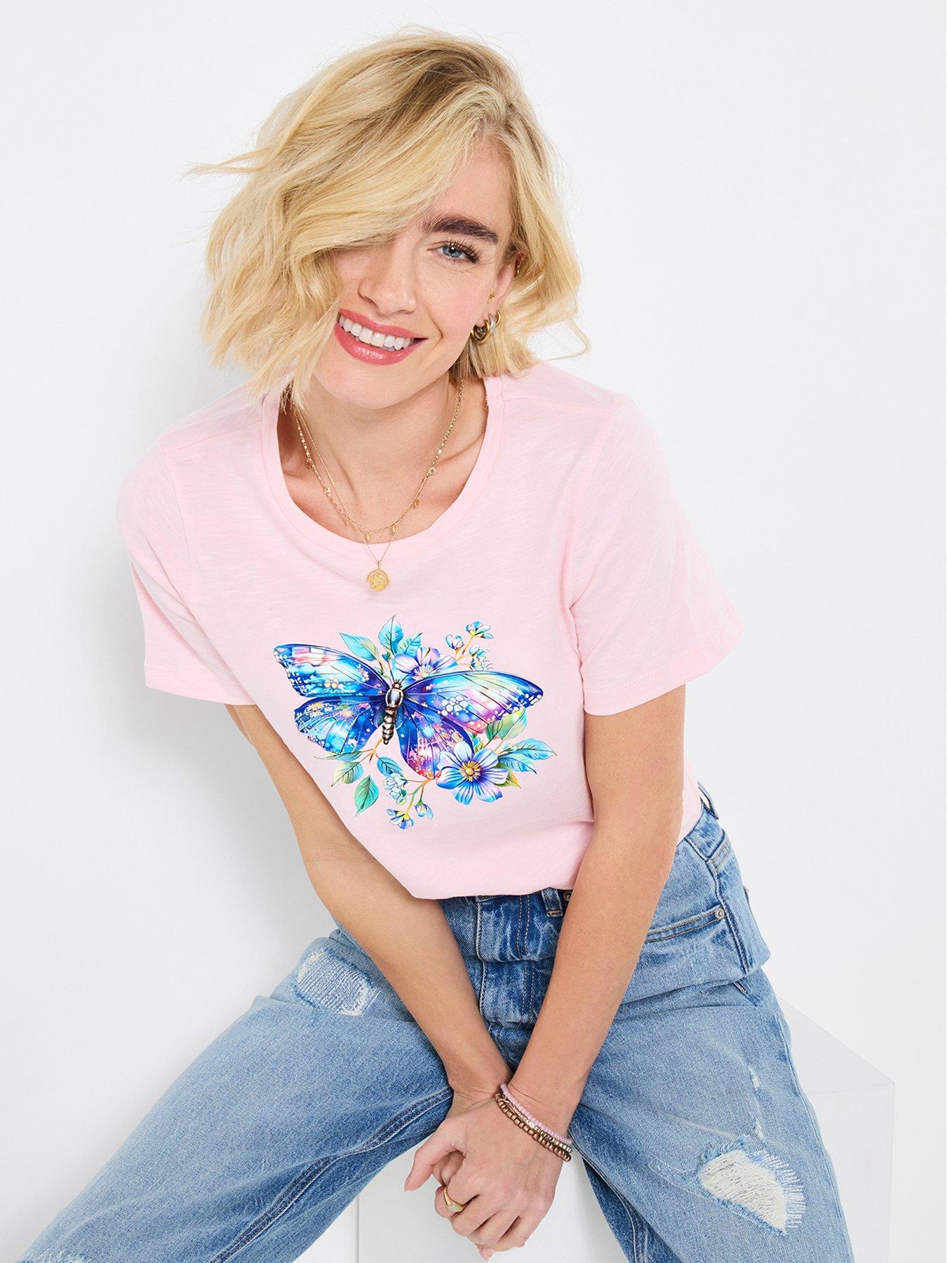 Joe Browns Beautiful Butterfly Graphic T-Shirt - Pink