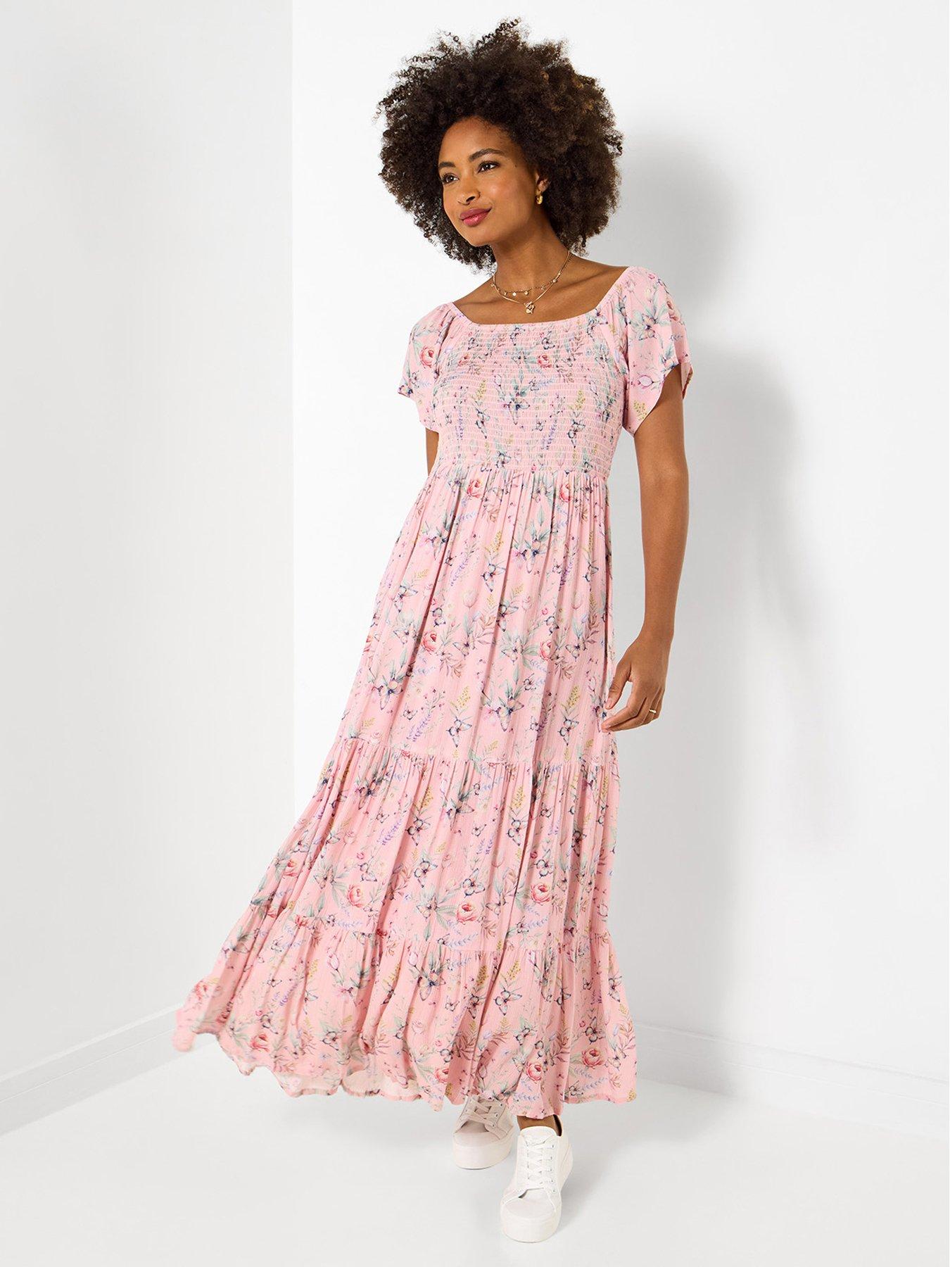 Joe Browns Beautiful Butterfly Print Crinkle Dress - Pink